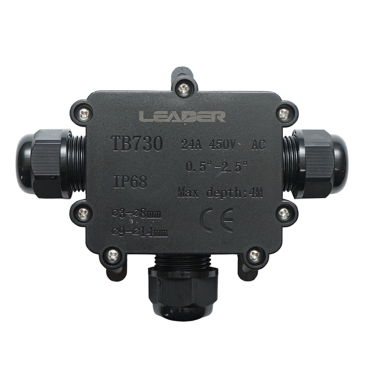 Doza etansa cu presetupe 24A 450V AC, 3 cai 3-14mm IP68 Leader