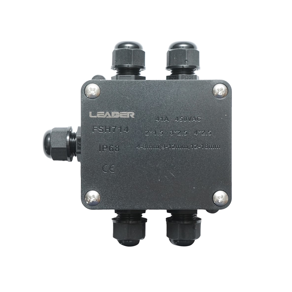 Doza etansa cu presetupe 41A 450V AC, 4 cai 4-18mm IP68 Leader