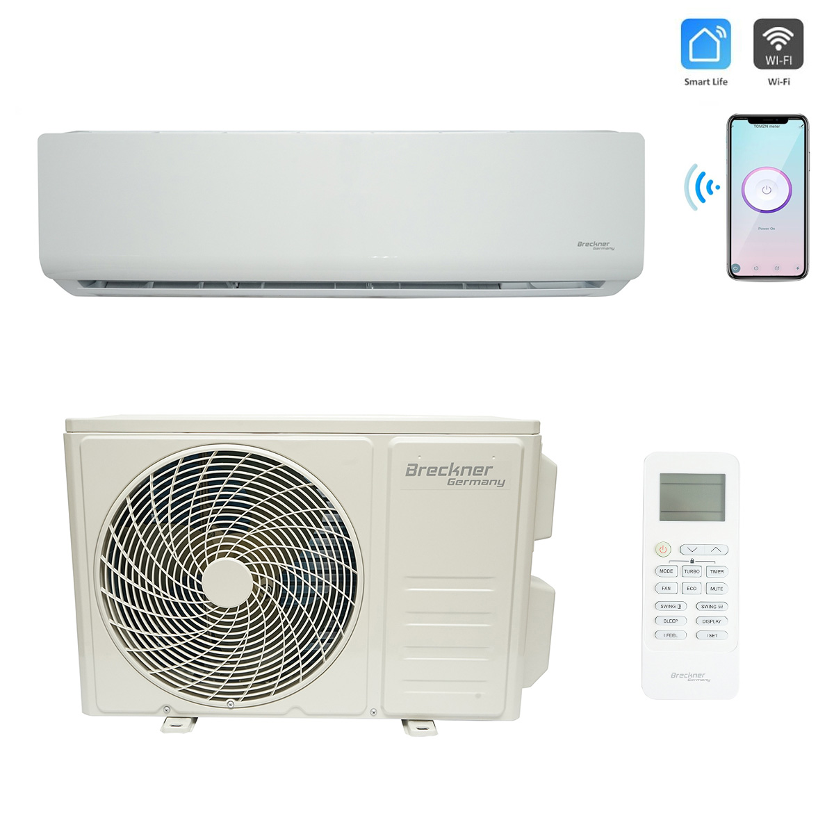 Aparat aer conditionat inverter 9000 BTU TCL Breckner Germany A++/A+ cu incalzire, dezumidificare 1 L/h, Wi-Fi Smart Life, R32, kit instalare inclus, suprafata ? 25 m , suport DISPL21 450x500mm + DISPL22 500x540mm