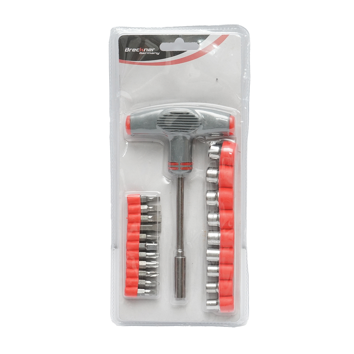 Set surubelnita cu maner Breckner Germany 21 piese, varfuri biti si tubulare 5-13 mm, adaptor 1/4, biti drept 3-6, PH 1-3, PZ 1-3
