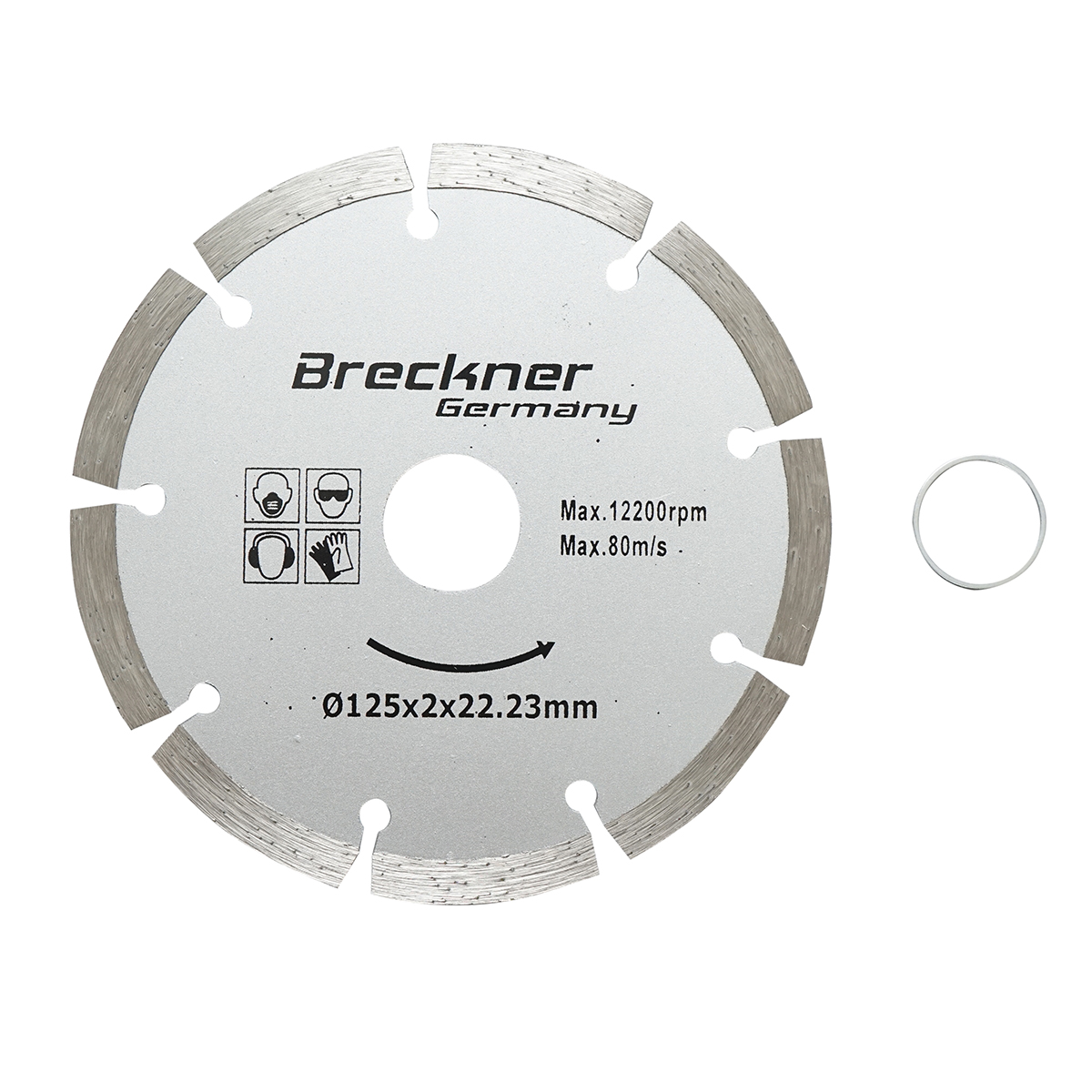 Disc diamantat segmentat 125x2x22.23mm taiere uscata pentru beton si ceramica Breckner Germany