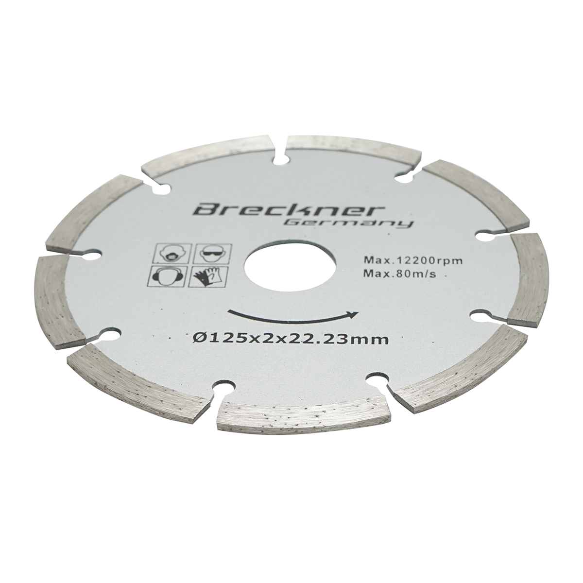 Disc diamantat segmentat Breckner Germany 125x2x22.23 mm, taiere uscata, pentru beton si ceramica, 0.14 kg