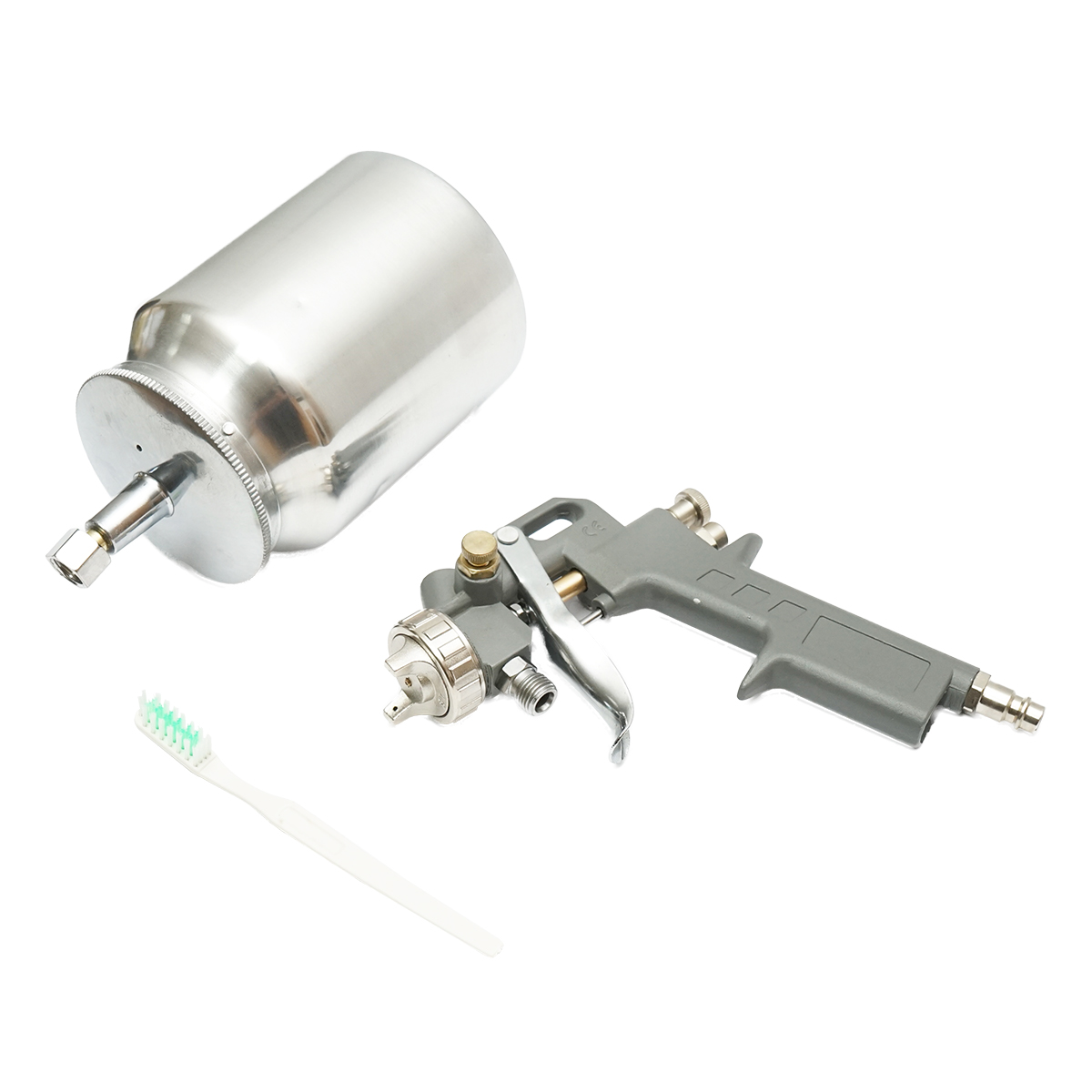 Pistol de vopsit cu aer comprimat, rezervor 1L (1000 ml) INOX jos, duza 1.5 mm, presiune maxima 3 bar, racord 1/4"