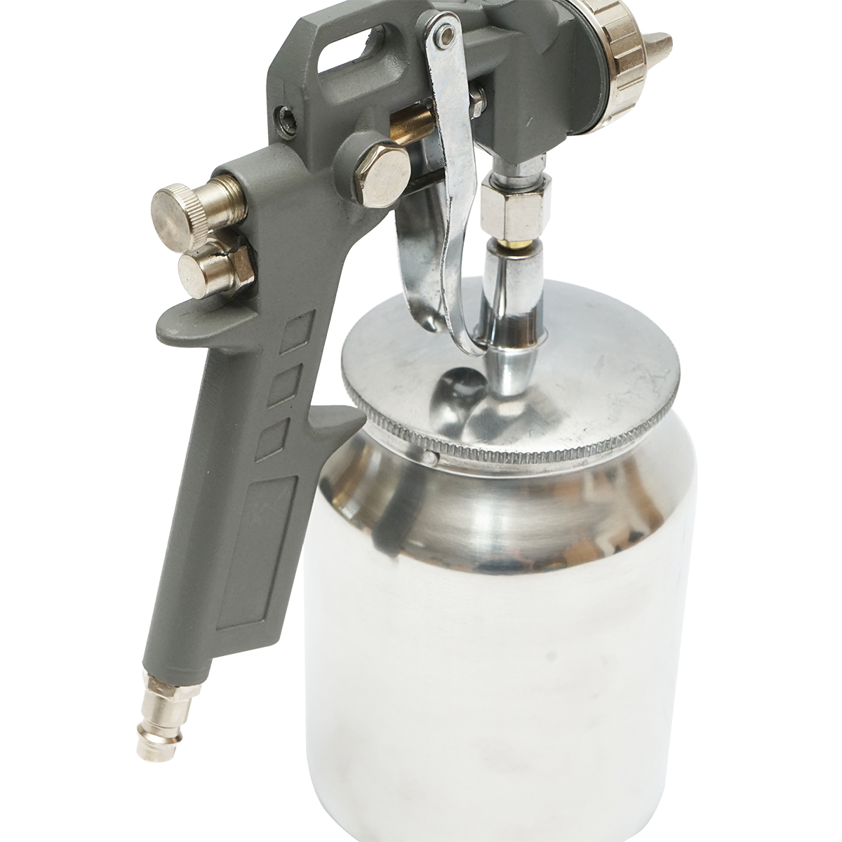 Pistol de vopsit cu aer comprimat, rezervor 1L (1000 ml) INOX jos, duza 1.5 mm, presiune maxima 3 bar, racord 1/4"