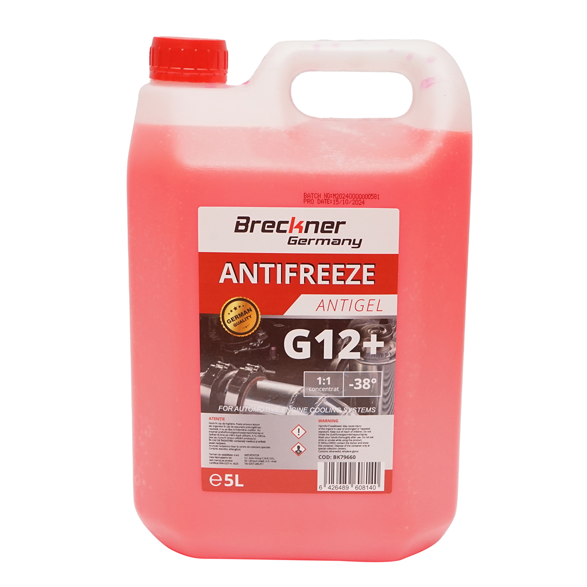 Antigel G12+ rosu/roz -38 grade 5L Breckner Germany