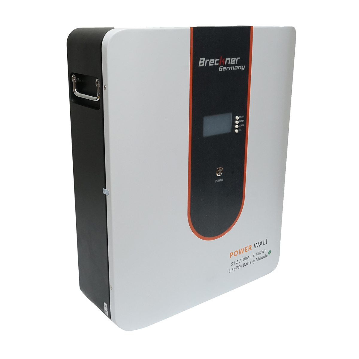 Baterie Li-ion LiFePO4 5.12KWh, 51.2V, 100Ah cu BMS, Bluetooth, LCD display si protectie temperatura Breckner Germany