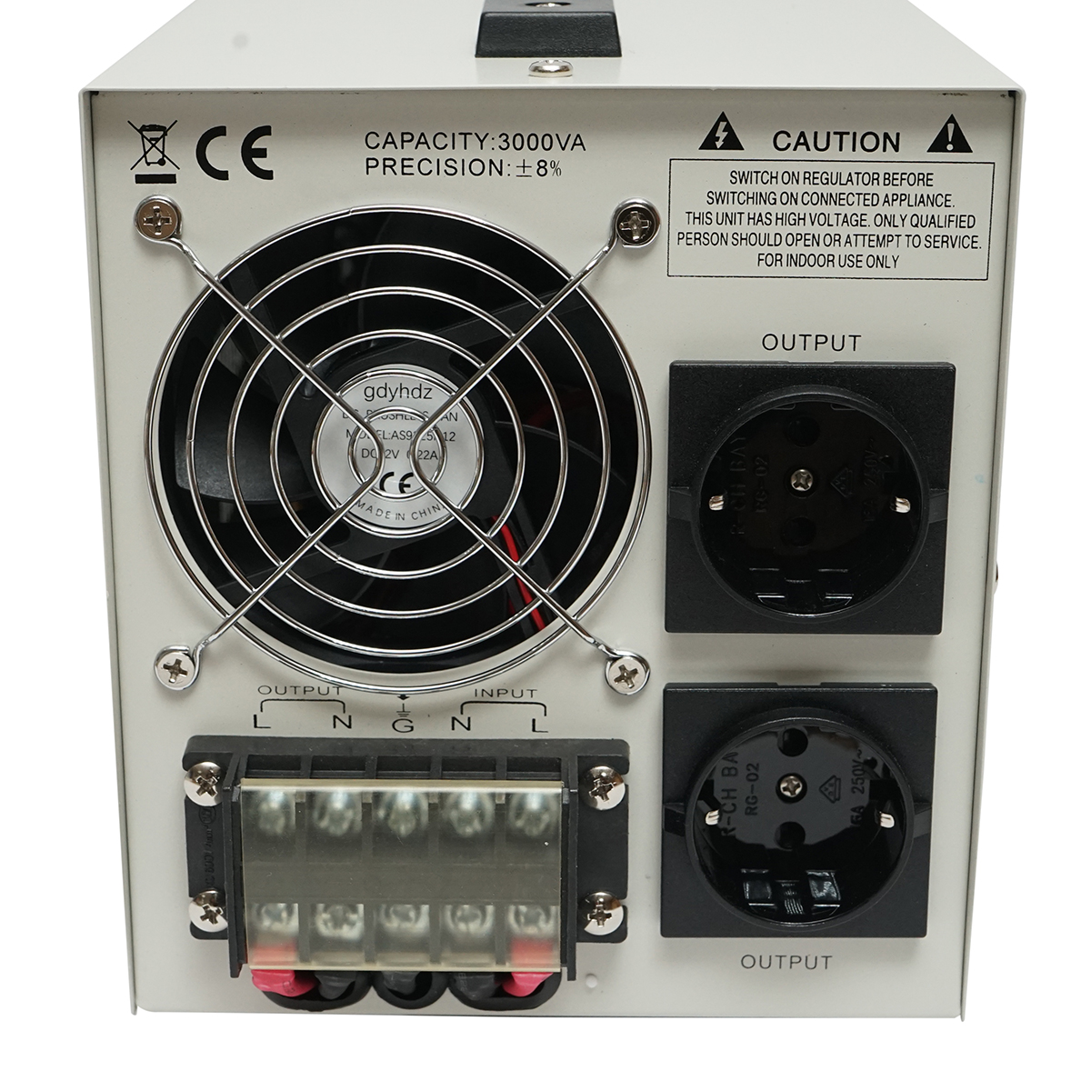 Stabilizator automat de tensiune 3000VA cu releu monofazat, 2 prize schuko 230V, afisaj LCD Breckner Germany