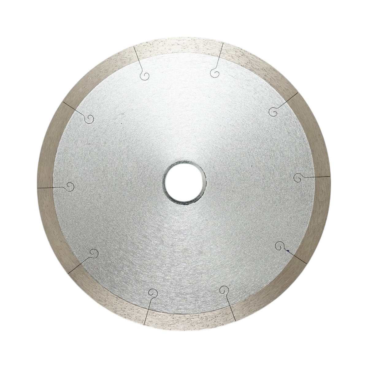 Disc diamantat Breckner Germany continuu cu fante J, 200mm, alezaj 30/25.4mm, segment 10mm, pentru gresie, faianta, ceramica dura, marmura