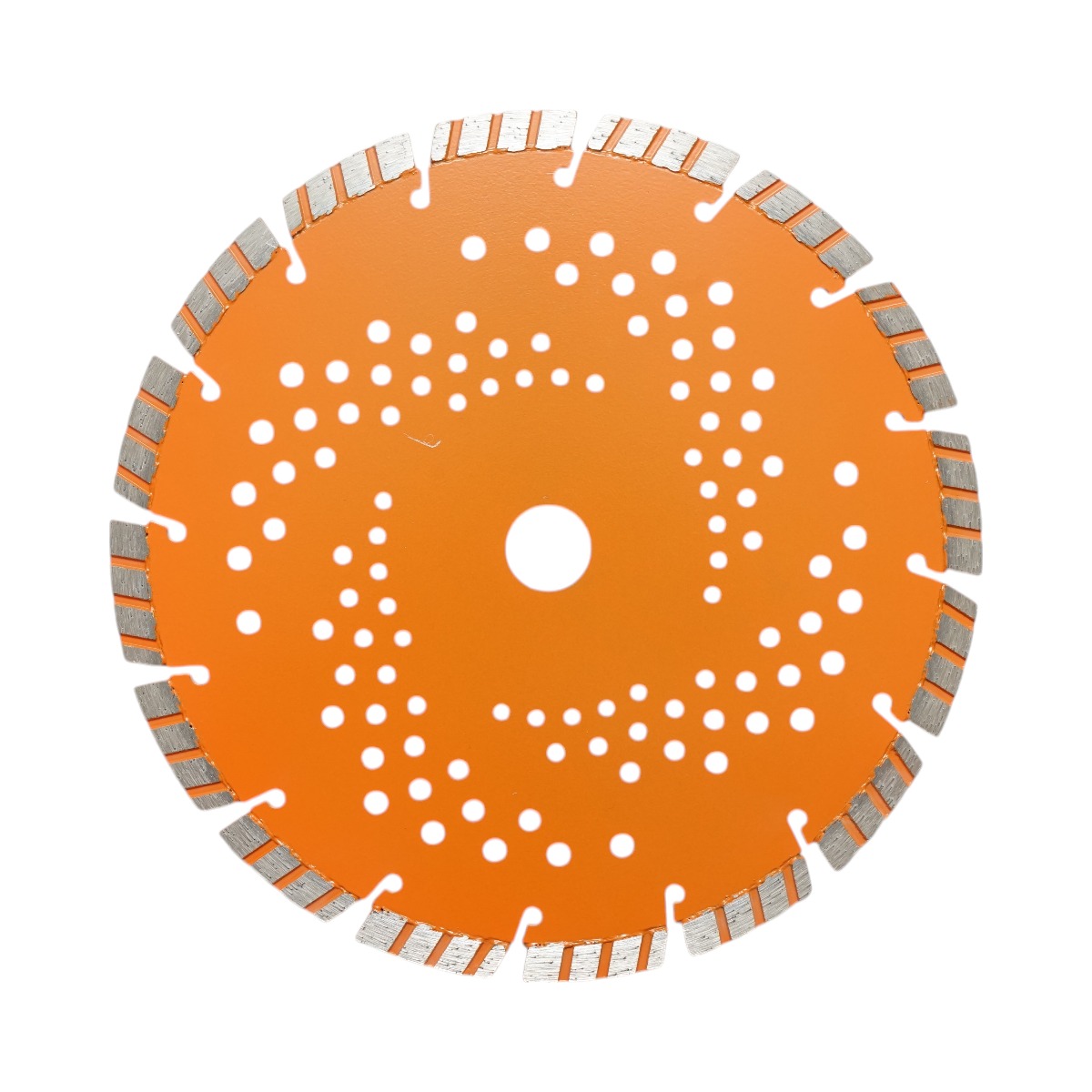 Disc diamantat Turbo segmentat Breckner Germany 230x22.23 mm, segment 10 mm, tehnologie Laser, corp perforat pentru racire si evacuare praf, pentru beton armat, pavele, boltari, piatra dura