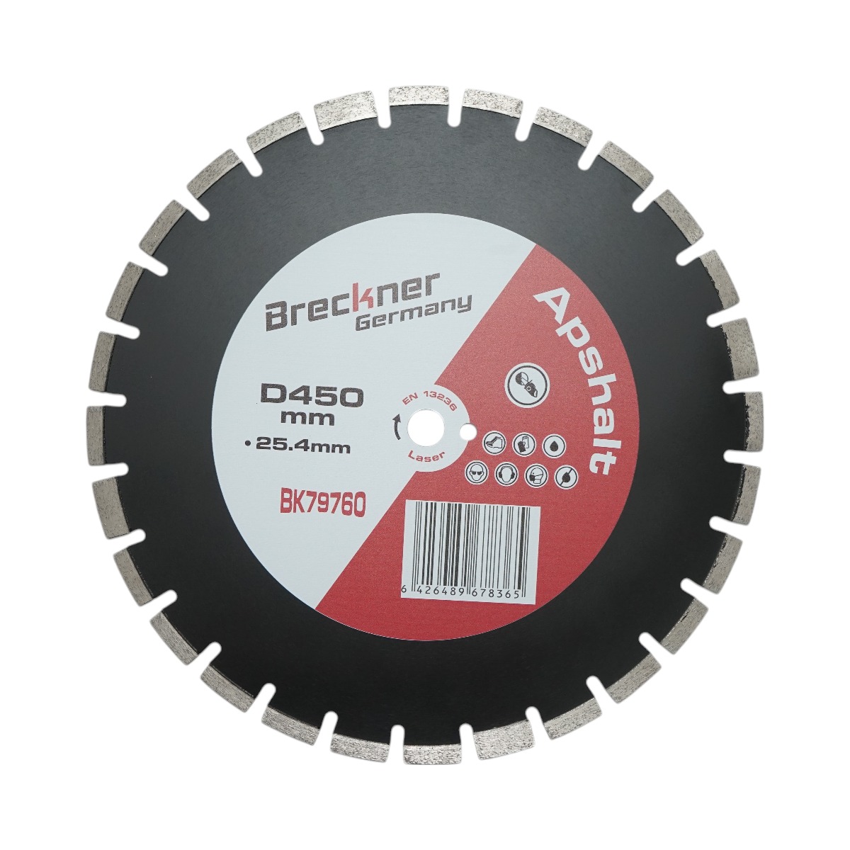Disc diamantat segmentat 450x25.4mm, A40 segment 12mm pentru asfalt, beton proaspat Breckner Germany