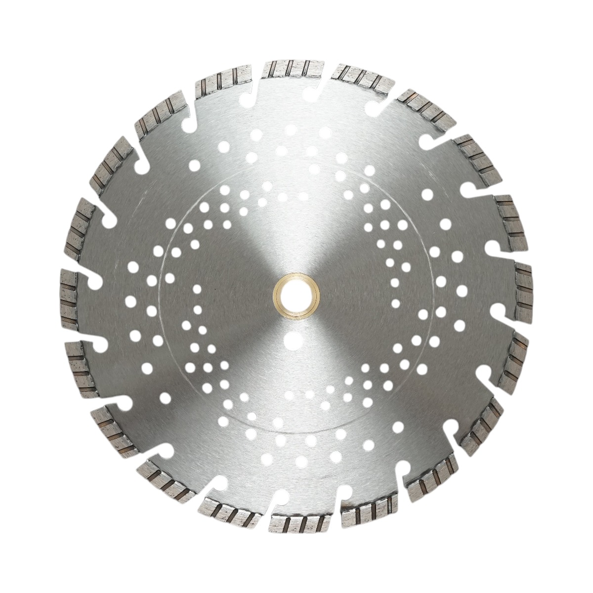 Disc diamantat TURBO segmentat Breckner Germany 300x30 mm, segment 10 mm, tehnologie Laser, corp perforat pentru racire si evacuare praf, pentru beton armat, pavele, boltari, piatra dura