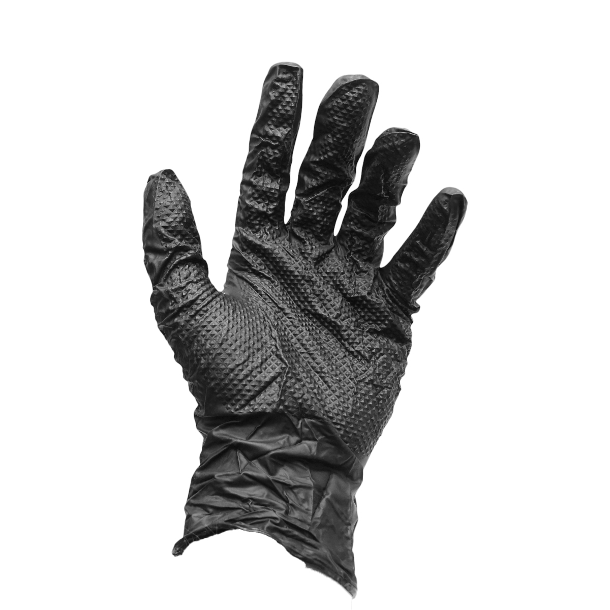 Manusi nitril negre nepudrate Diamond Grip, Marime L, Grosime 10 mil, 100 buc/cutie, latime palma 105 mm ( 5), lungime ?240 mm, manseta cu bordura rulata, pentru mecanica auto si servicii industriale