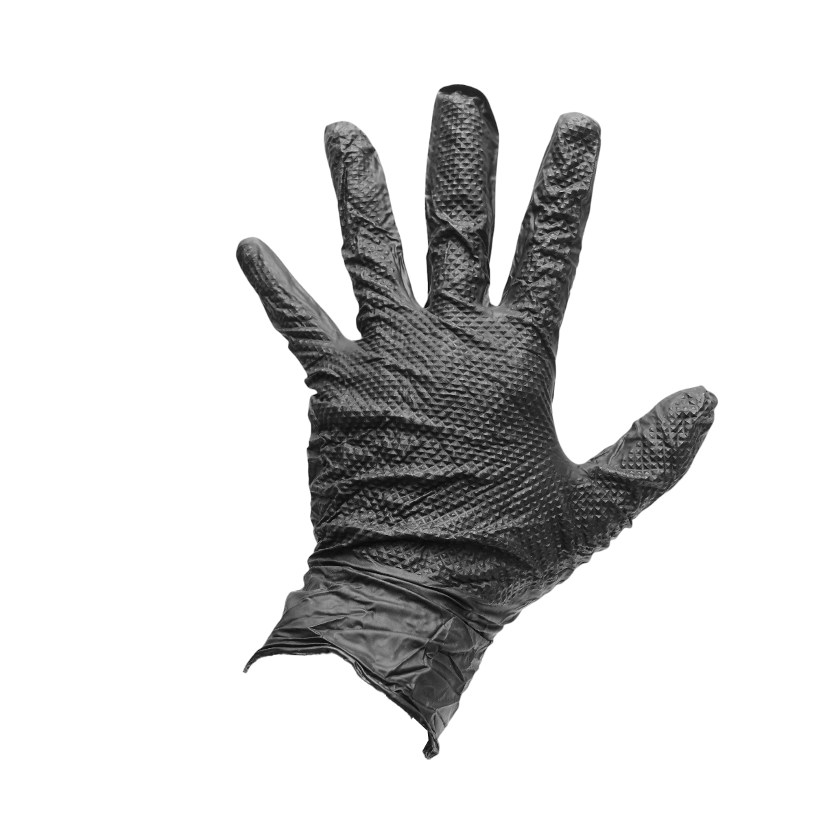 Manusi nitril negre nepudrate Diamond Grip, Marime L, Grosime 10 mil, 100 buc/cutie, latime palma 105 mm ( 5), lungime ?240 mm, manseta cu bordura rulata, pentru mecanica auto si servicii industriale