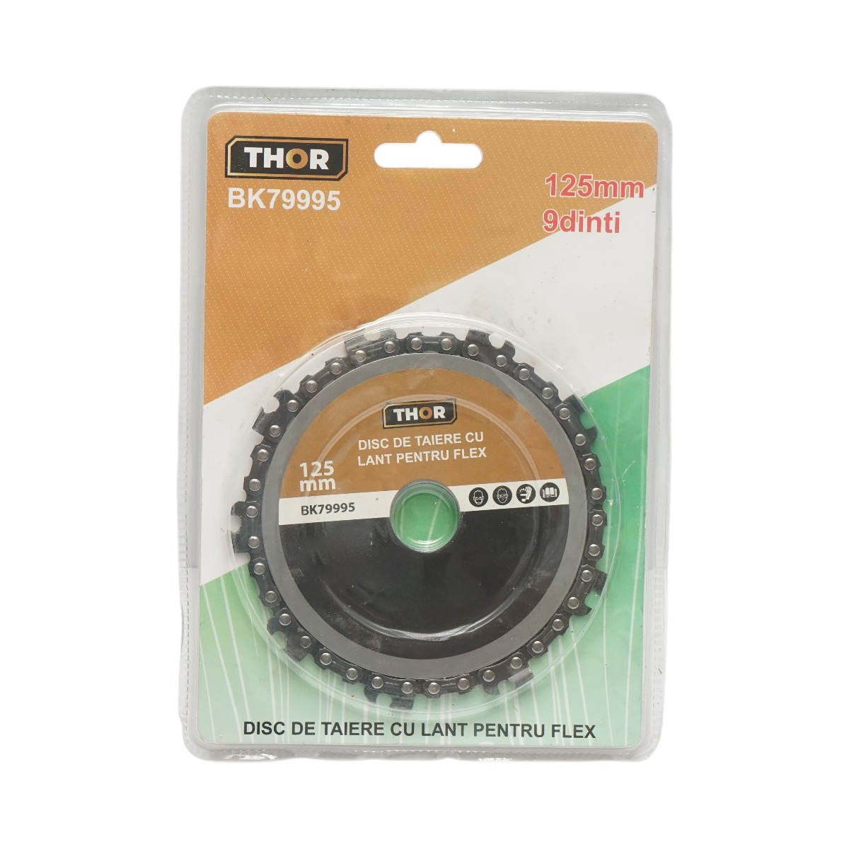 Disc flex lant drujba THOR 125x22 mm, 9 dinti, pentru taiere, fasonare, sculptura si indepartare rapida a lemnului
