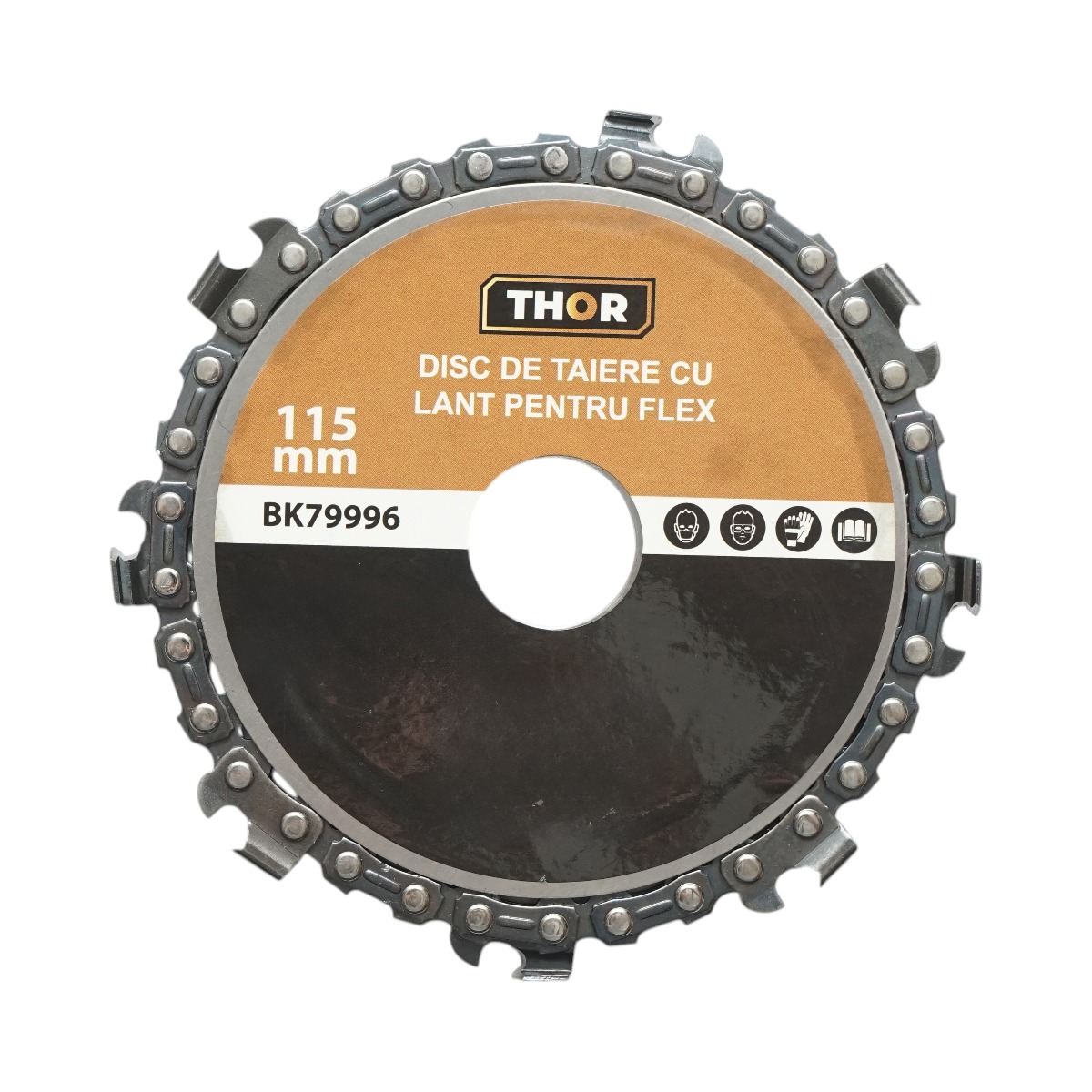 Disc flex lant drujba THOR 115 mm, 22 mm, 9 dinti pentru taiere, fasonare, sculptura si indepartare rapida a lemnului