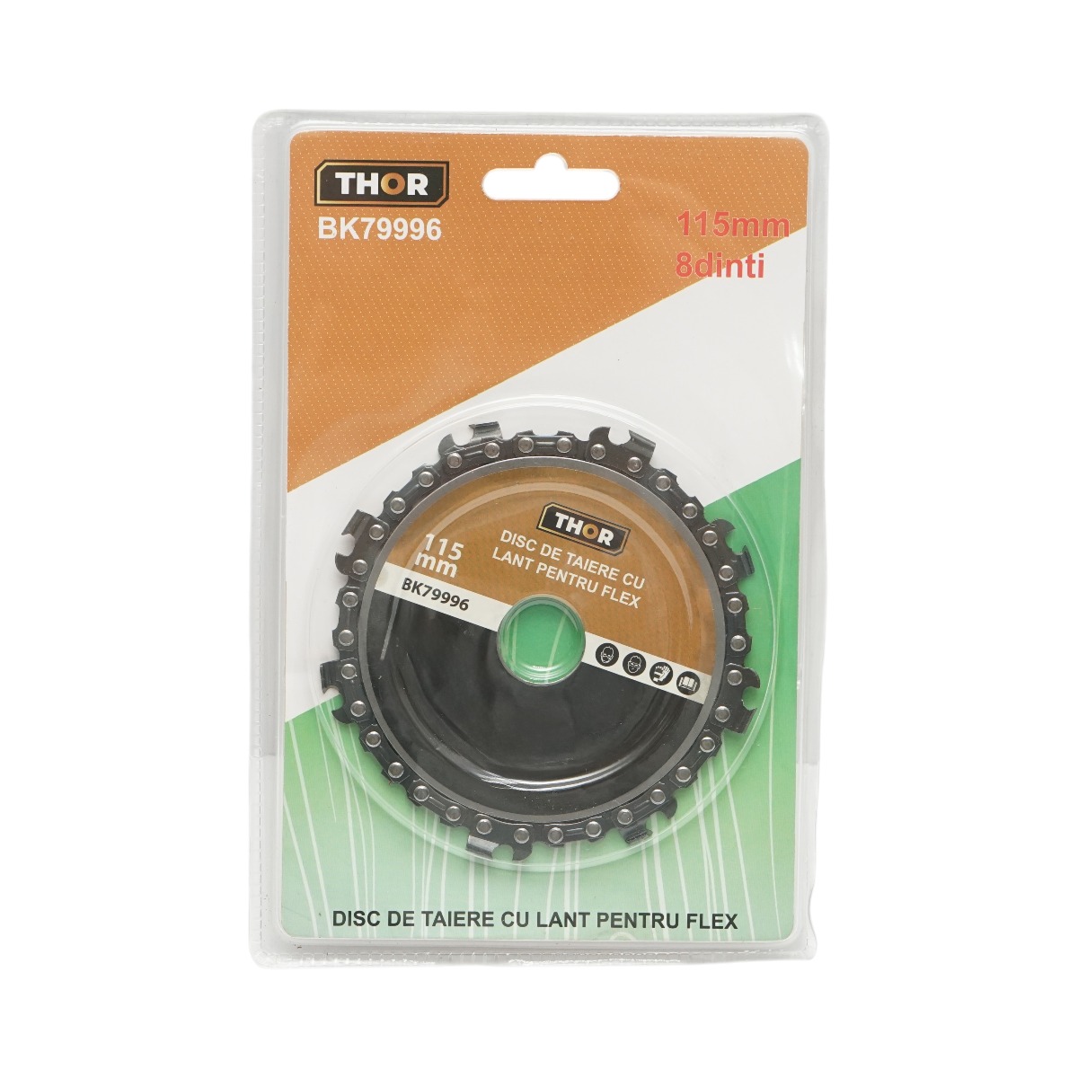 Disc flex lant drujba THOR 115 mm, 22 mm, 9 dinti pentru taiere, fasonare, sculptura si indepartare rapida a lemnului