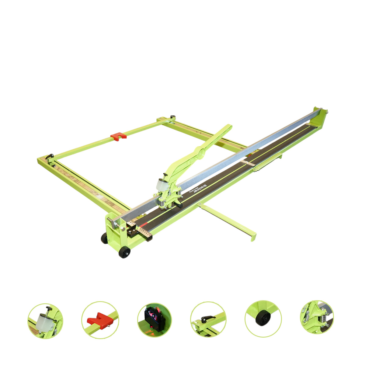 Masina profesionala de taiat gresie si faianta Breckner Germany, lungime taiere 1600 mm, grosime 6-30 mm, latime minima 15 mm, aliaj otel, rulmenti de ghidaj, rezervor ulei, indicator laser, 24 kg