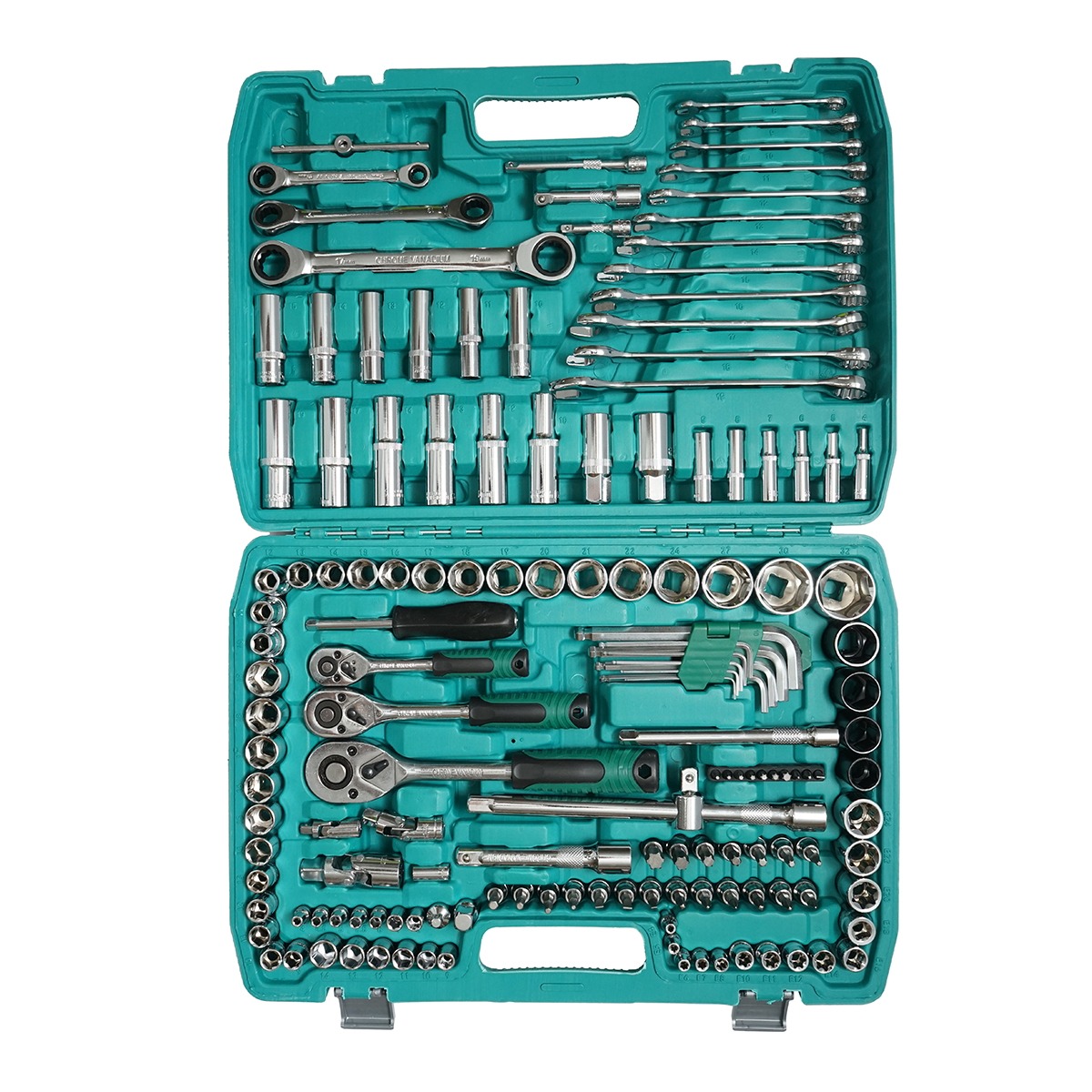 Trusa chei tubulare hexagonale si tubulare lungi, chei inelare cu clichet, biti si imbus, 151 piese Breckner Germany