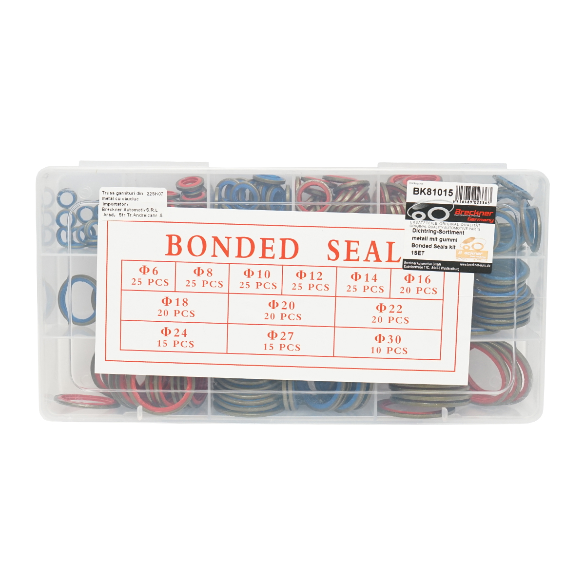 Trusa garnituri metal cu cauciuc (saibe combi) BSP, 245 buc