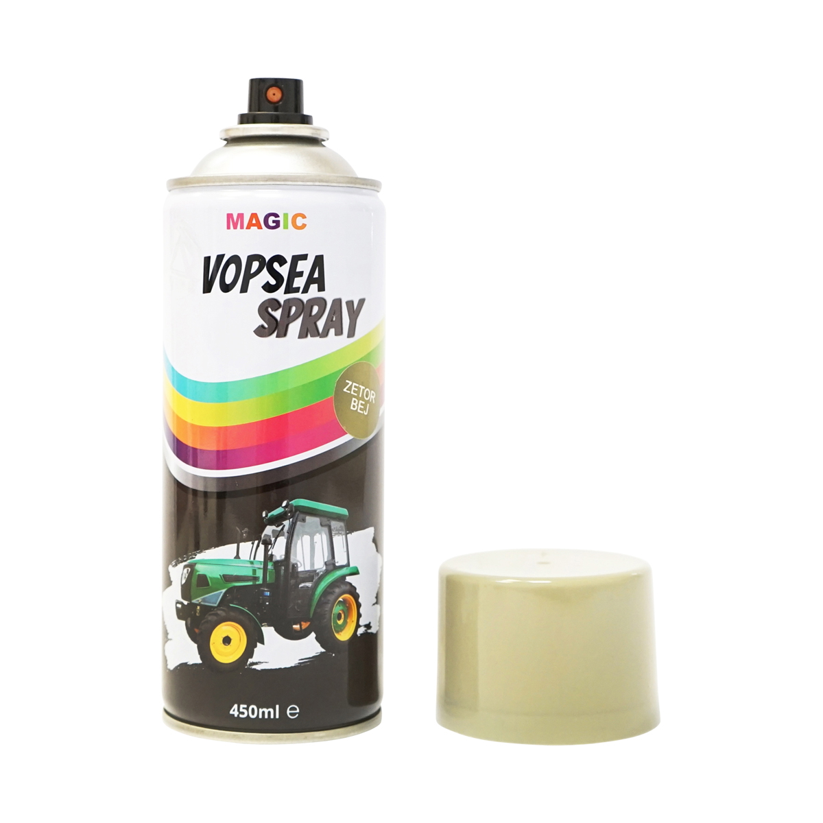 Spray vopsea auto Bej Grey Olive tip Zetor, profesionala, uscare rapida, aderenta excelenta pe metal/plastic/fibra de sticla/lemn, 450ml MAGIC