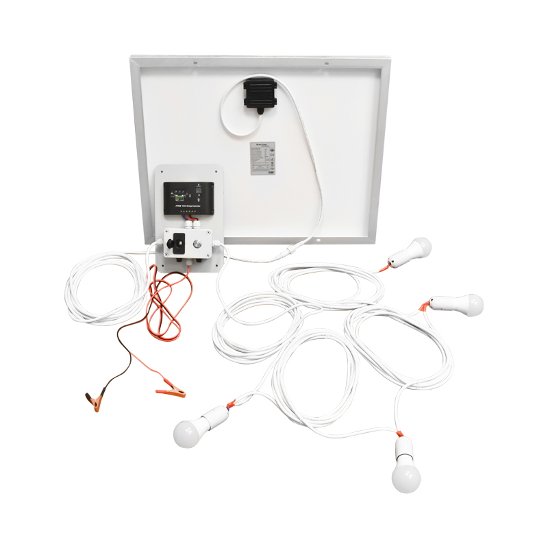 Set panou solar fotovoltaic monocristalin 50W 12-24V 670x540x30mm, priza bricheta, 4 becuri LED E27 9W 12V BK87432, regulator incarcare BK87430 12/24V 10Ah, Breckner Germany