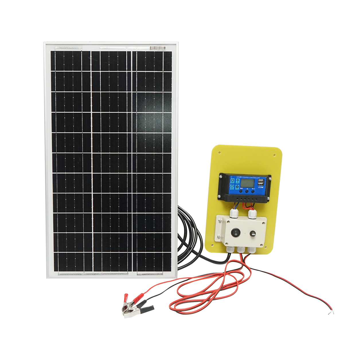 Panou solar 30W fotovoltaic monocristalin 550x330x18mm cu regulator 12-24V/10Ah, 2x USB si cablu 2m pentru baterie Breckner Germany