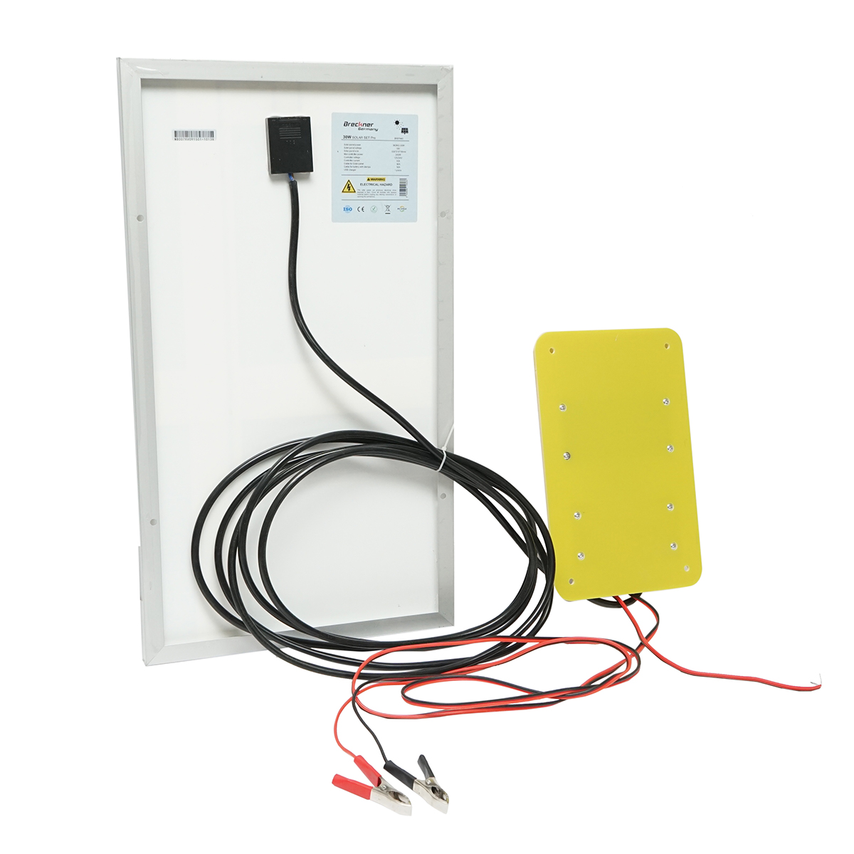 Panou solar 30W fotovoltaic monocristalin 550x330x18mm cu regulator 12-24V/10Ah, 2x USB si cablu 2m pentru baterie Breckner Germany