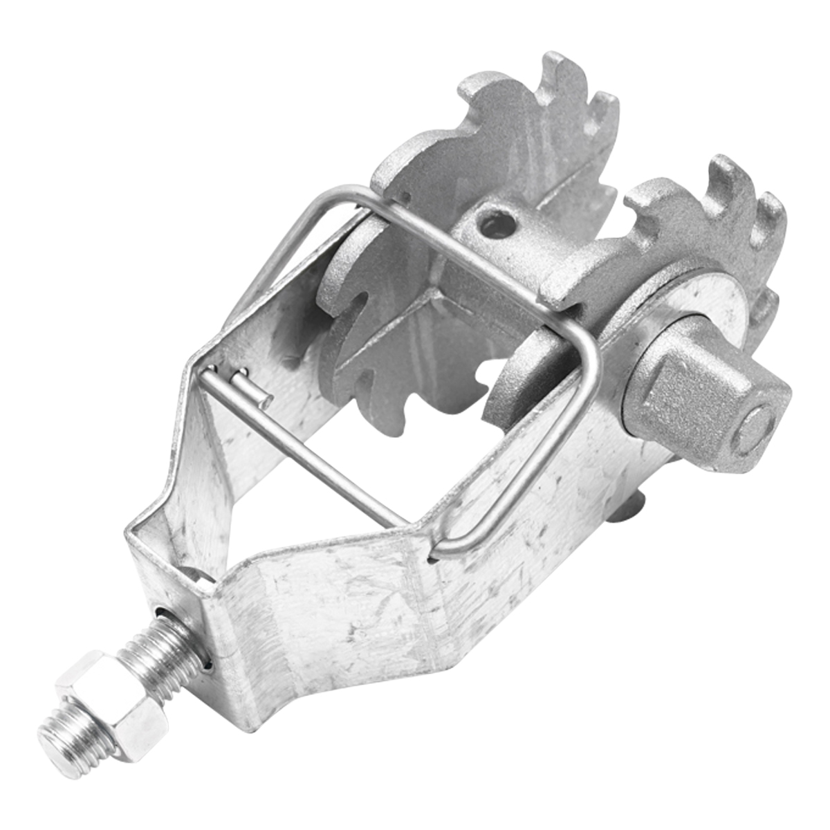 Intinzator cu clichet pentru fir gard electric Breckner Germany, diametru gaura mosor 4.5 mm x2, surub M10 x 22.5 mm