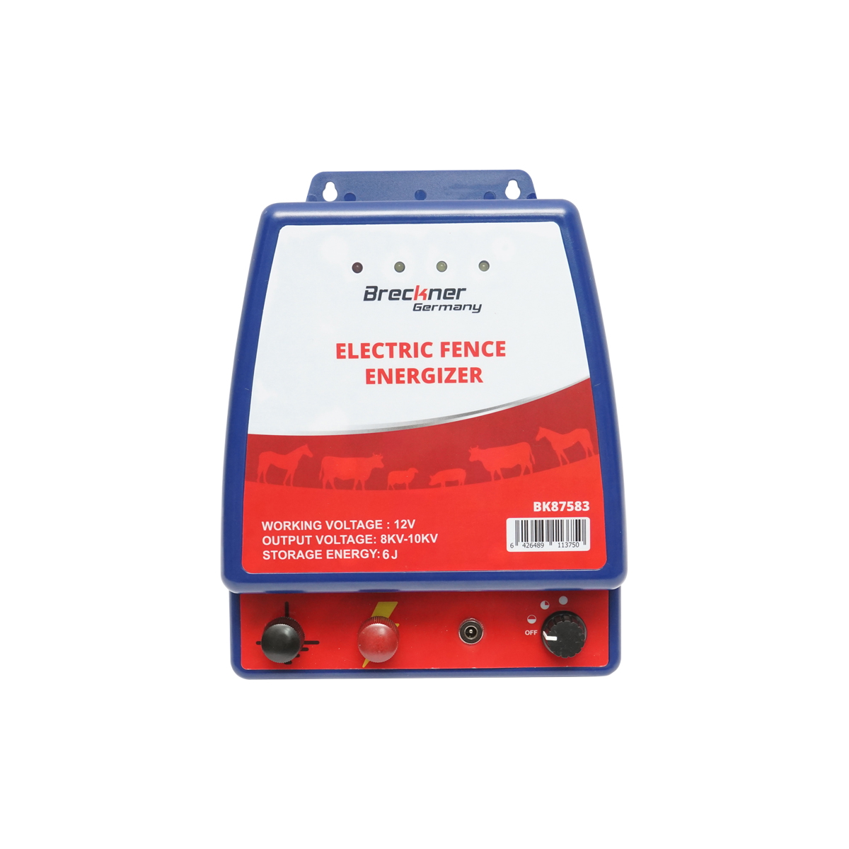 Aparat generator impulsuri gard electric 6 Joule, 12V/220V, iesire 8-10 kV, randament 30 Km, Breckner Germany