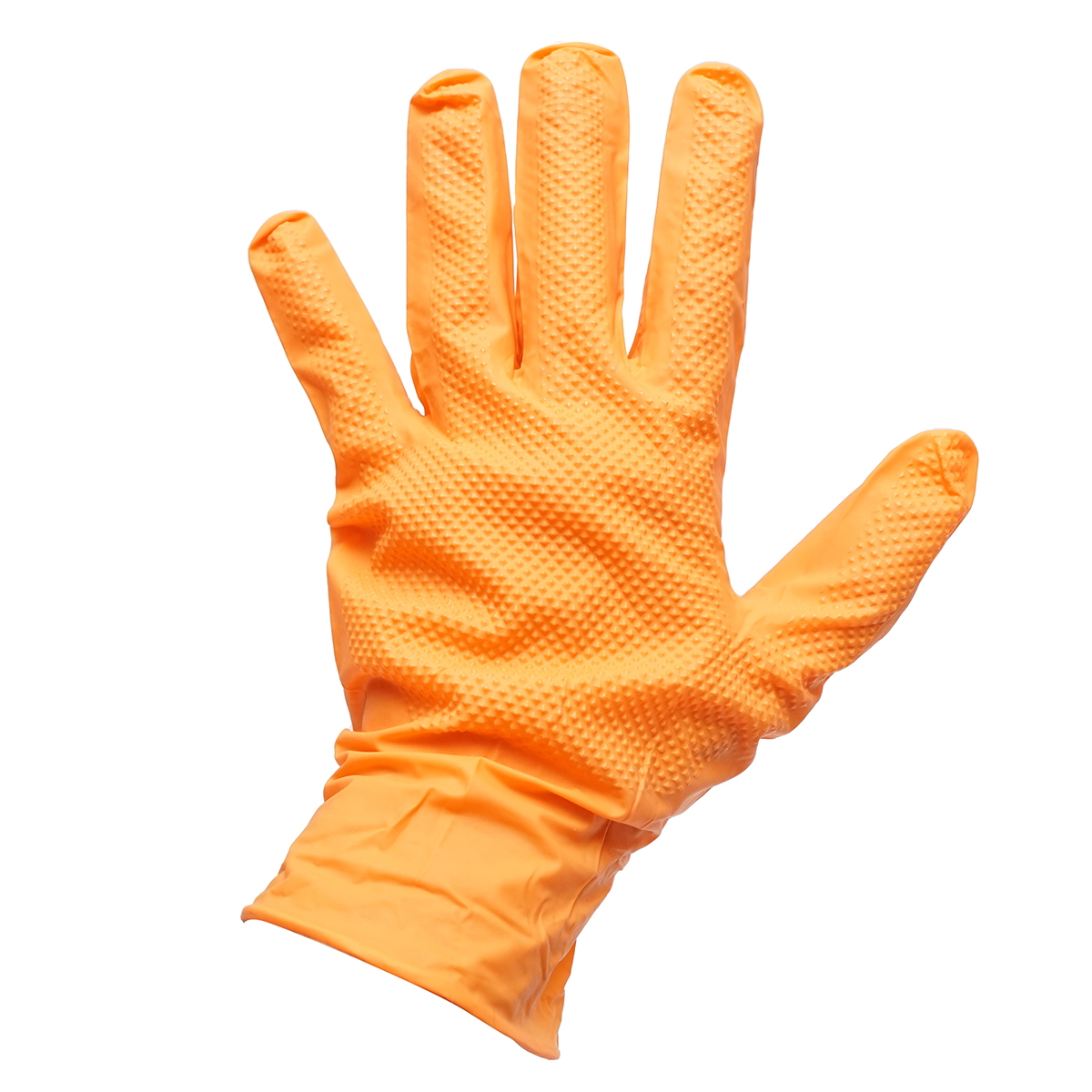 Manusi nitril portocalii nepudrate Diamond Grip marimea M, 10 mil, latime palma 95 mm, lungime ? 240 mm, 100 buc/cutie, pentru mecanica auto si industria chimica