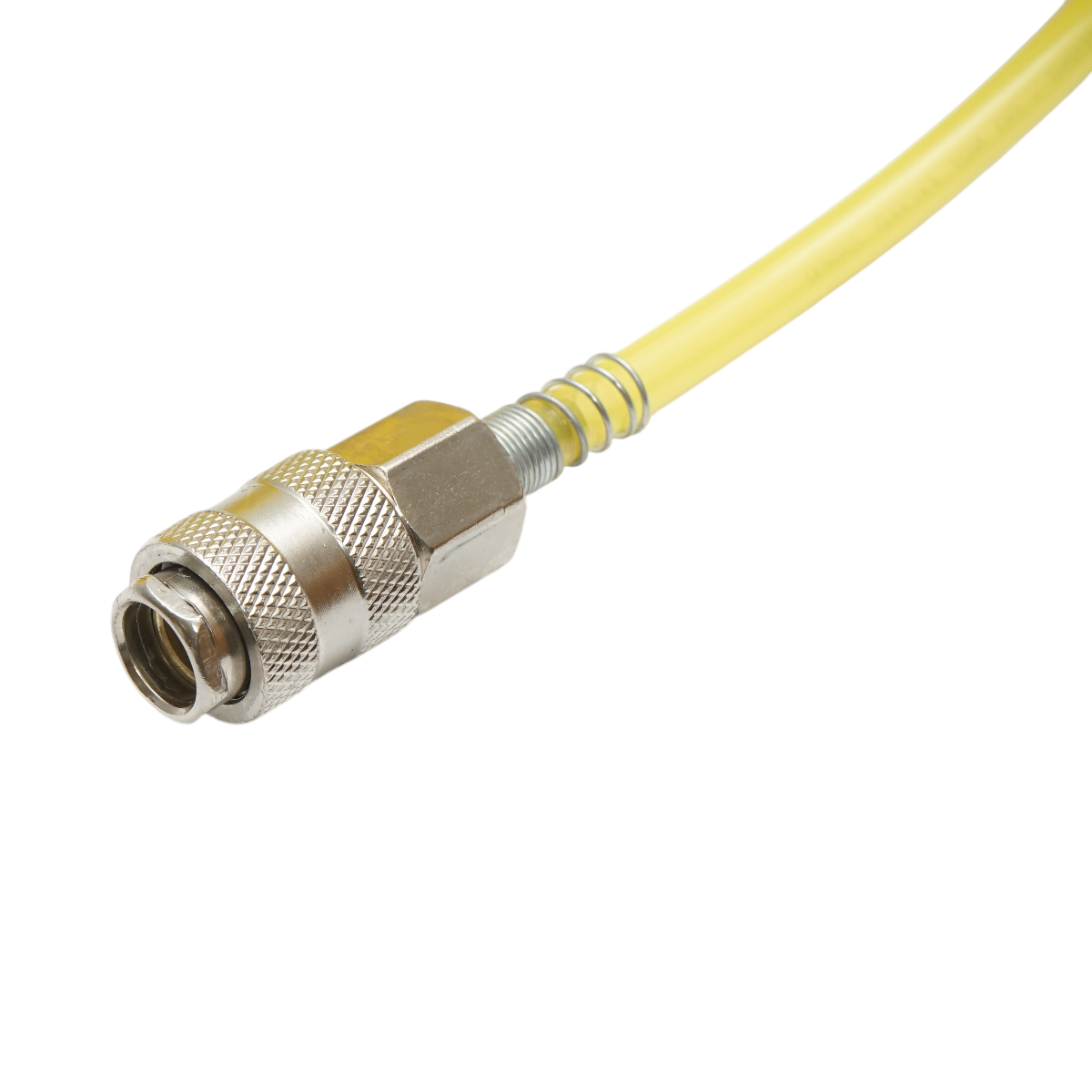 Furtun aer comprimat spiralat CROWNMAN 10 m, PU, interior 5 mm / exterior 8 mm, presiune maxima 10 bar, cupla rapida 1/4 mama