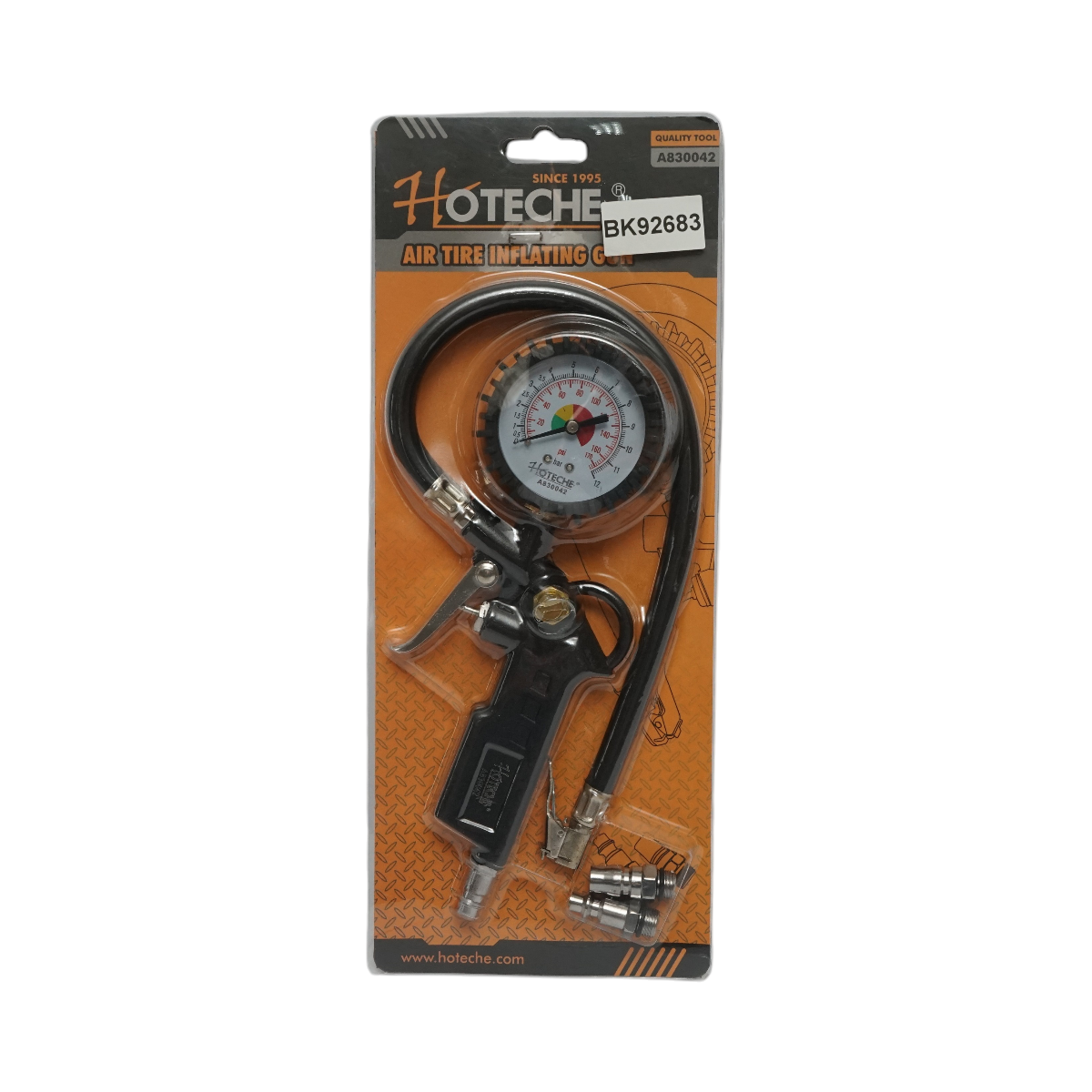 Pistol umflat roti cu furtun si MANOMETRU MECANIC 0-12 bar, Brand Hoteche