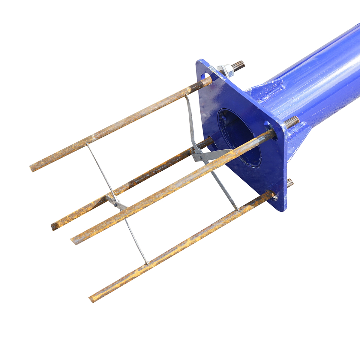 Stalp iluminat 5 m din otel galvanizat 2.5 mm, conic, cu brat orizontal 750 mm si flansa montare beton 250x250x10 mm (interior 60-130 mm)