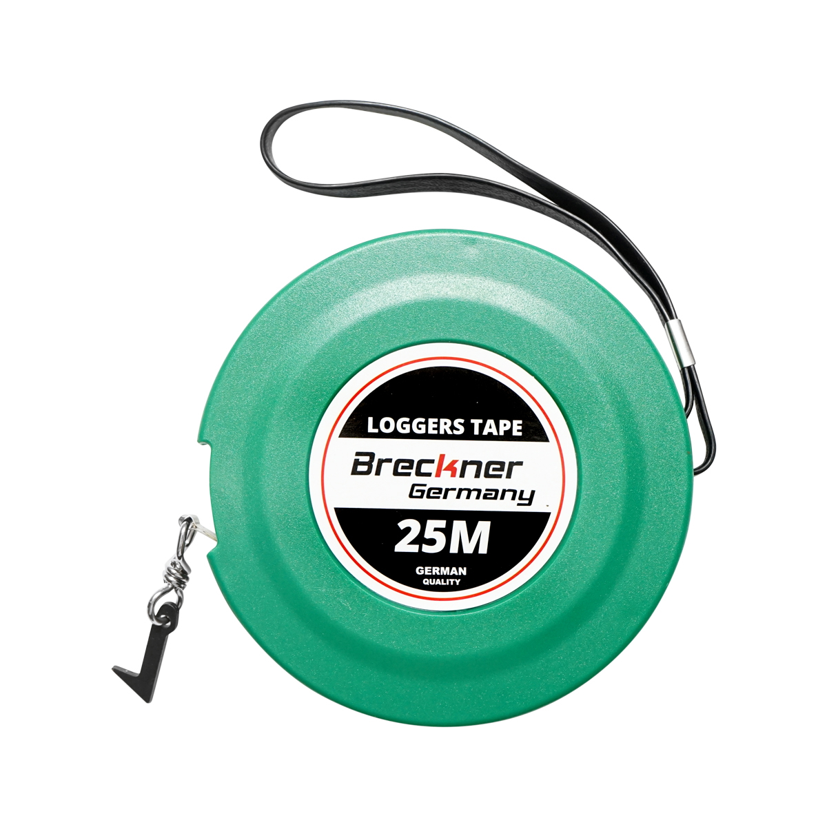 Ruleta forestiera Breckner Germany, carcasa PVC, lama si carlig metal, 25 m x 10 mm, retragere banda cu manivela