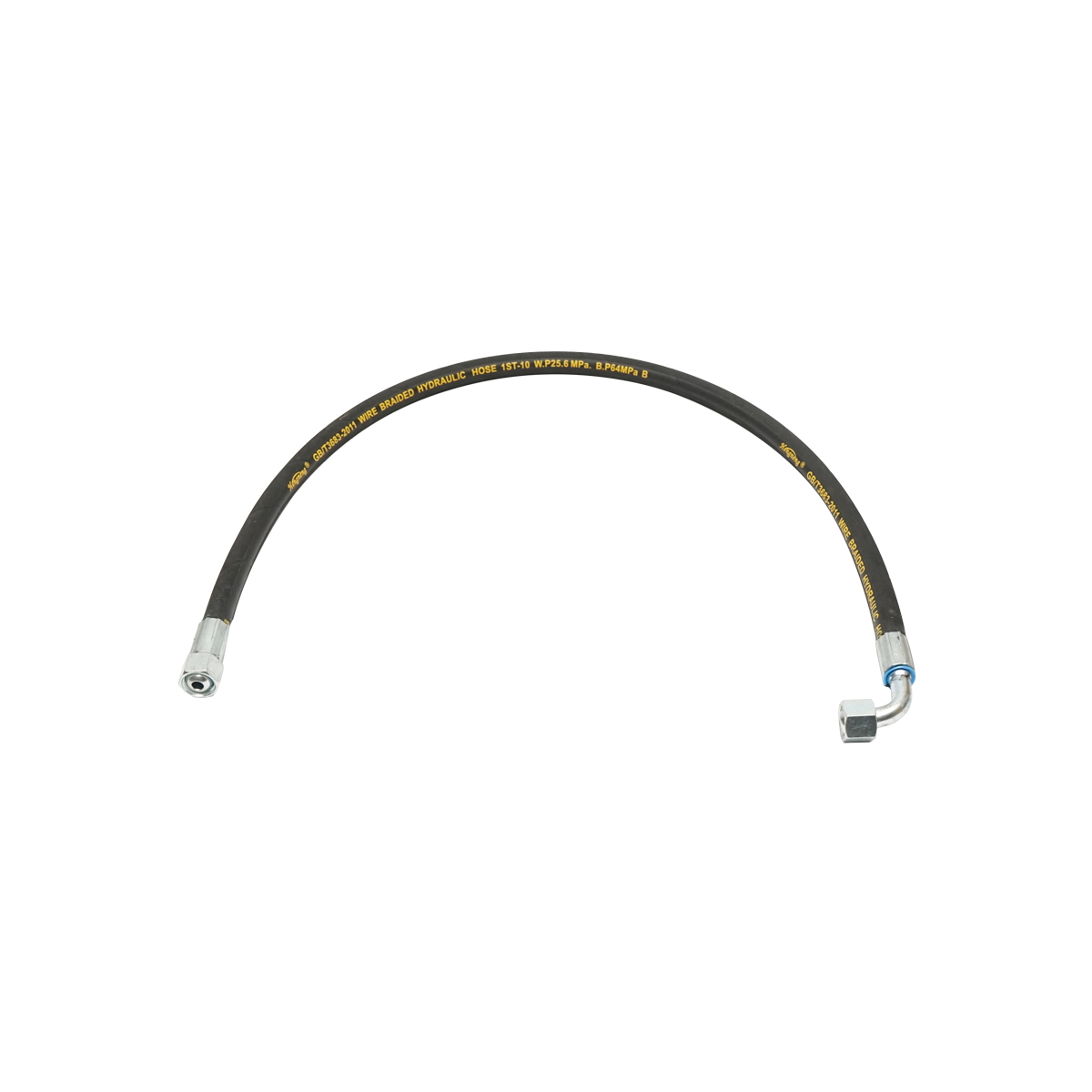 Furtun presiune DN10 1000 mm sertizat cu armaturi, racord M20x1,5 90 grade - M20x1,5 drept, Breckner Germany