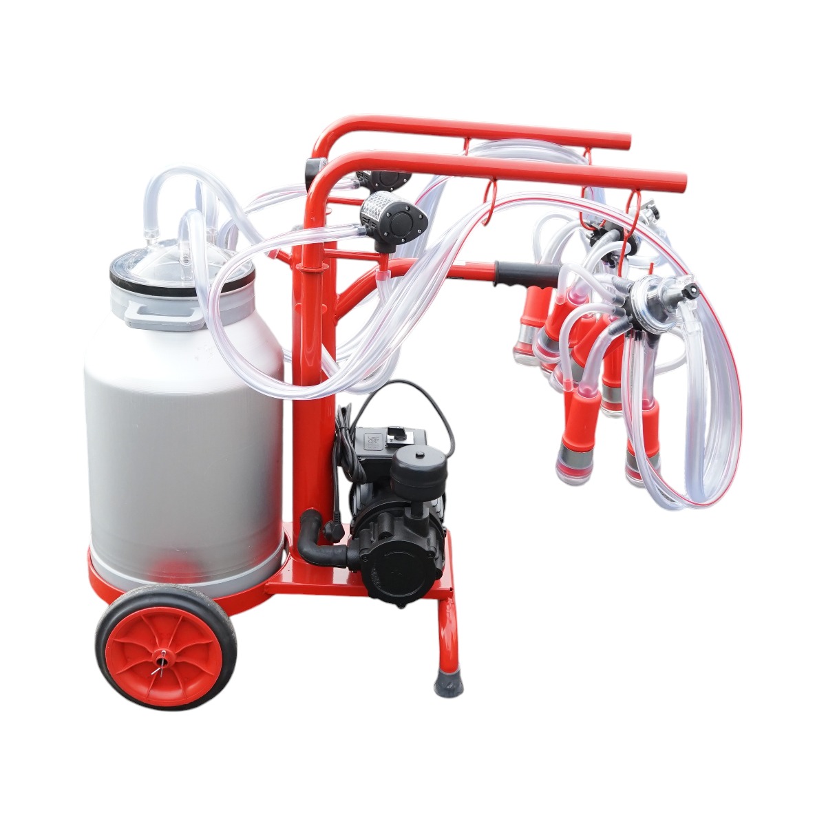 Aparat de muls vaci 2 posturi Breckner Germany, bidon aluminiu 40L, pompa vid 0,55 kW, 180-200 L/min, 110/220V, sasiu 110x35x78 cm, 43,5 kg