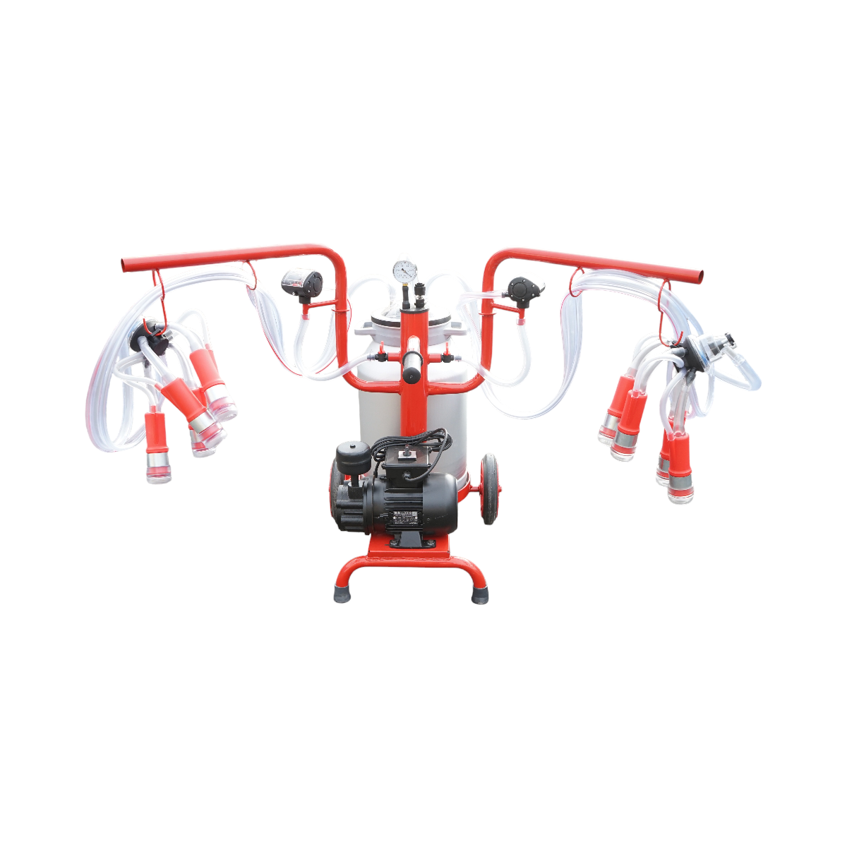 Aparat de muls vaci 2 posturi Breckner Germany, bidon aluminiu 40L, pompa vid 0,55 kW, 180-200 L/min, 110/220V, sasiu 110x35x78 cm, 43,5 kg