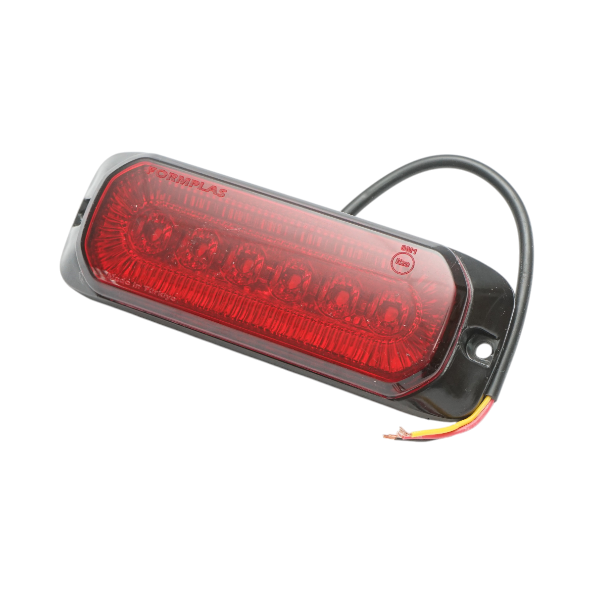 Lampa laterala stroboscopica LED rosie 12-24V, 9 functii, 24 LED-uri, 132x46x19mm, distanta suruburi 122mm, FR1287