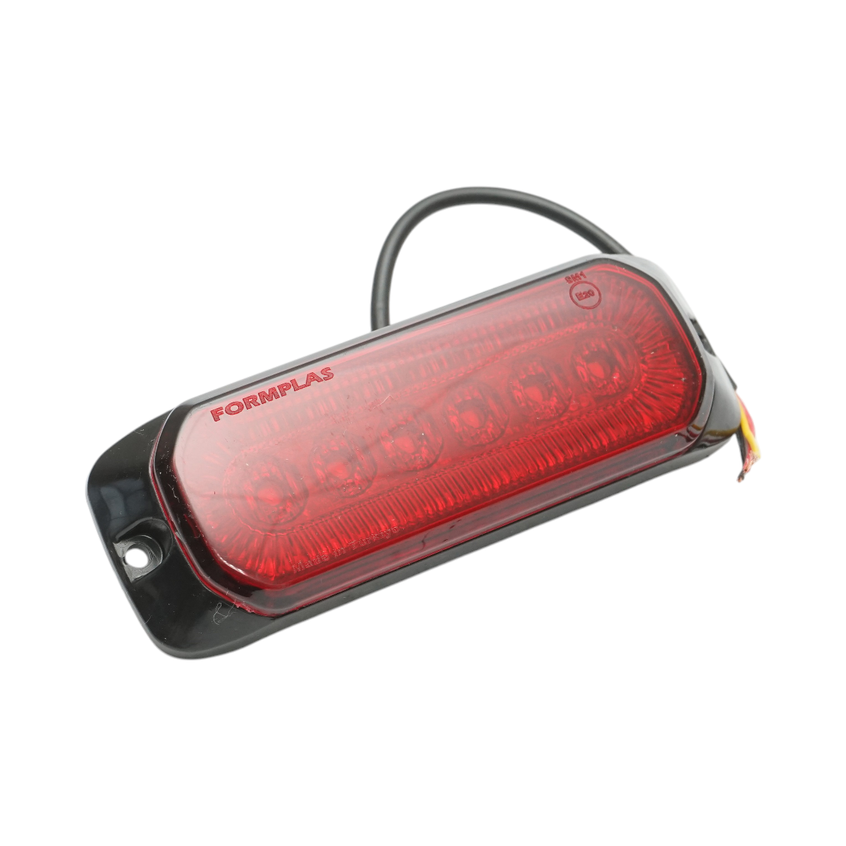 Lampa laterala stroboscopica LED rosie 12-24V, 9 functii, 24 LED-uri, 132x46x19mm, distanta suruburi 122mm, FR1287