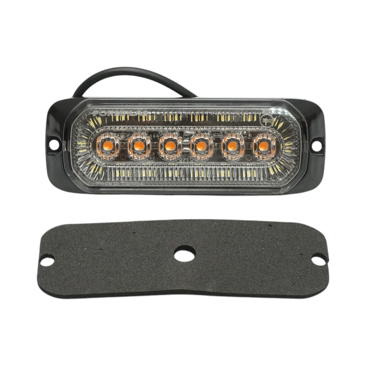 Lampa laterala stroboscopica LED 12-24V galben-alb, 9 functii, 24 LED-uri, 132x46x19 mm, distanta suruburi 122 mm, FR1287