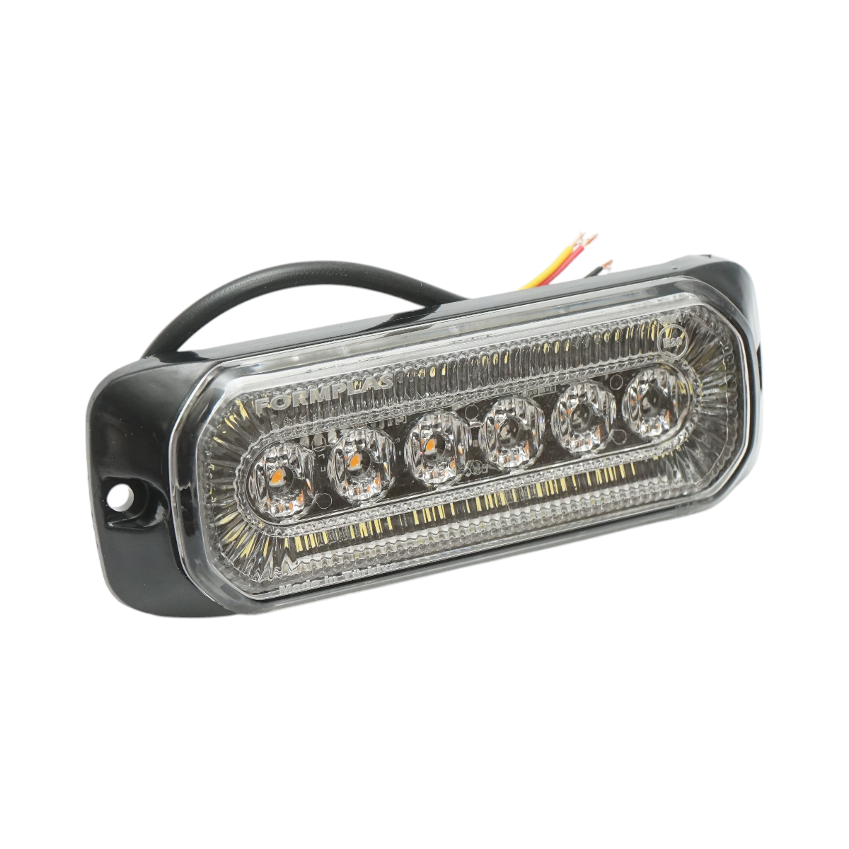 Lampa laterala stroboscopica LED 12-24V galben-alb, 9 functii, 24 LED-uri, 132x46x19 mm, distanta suruburi 122 mm, FR1287