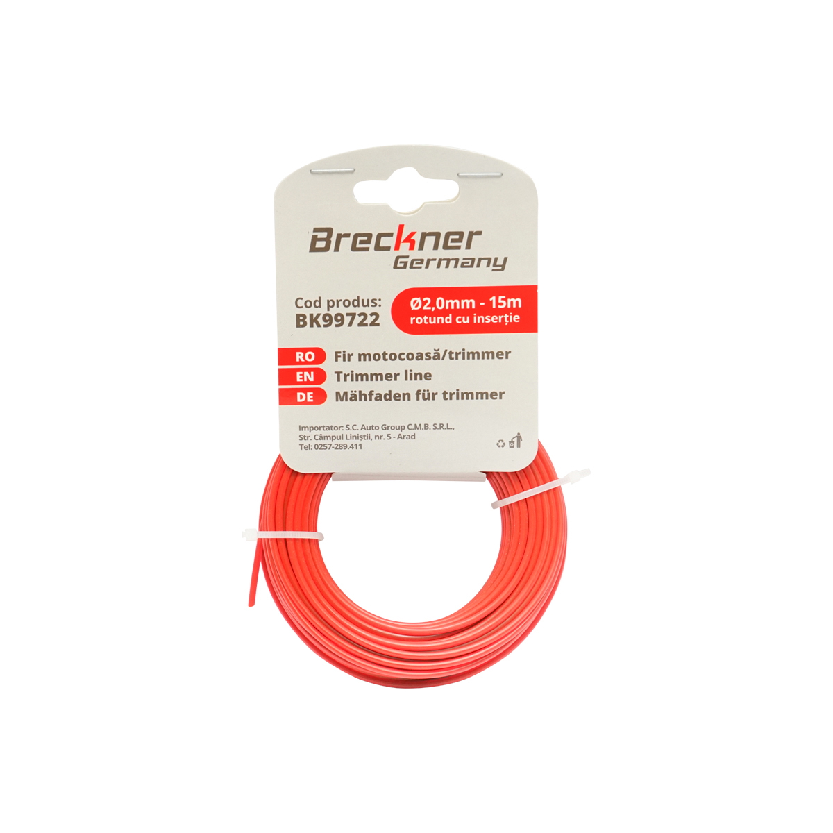 Fir rotund cu insertie pentru motocoasa Breckner Germany, 2 mm x 15 m