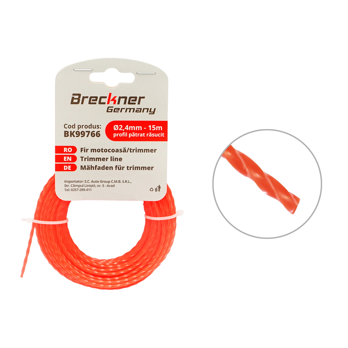 Fir patrat rasucit pentru motocoasa 2.4mmx15m Breckner Germany
