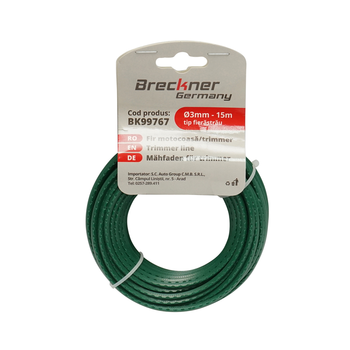 Fir zimtat verde pentru motocoasa Breckner Germany, grosime 3 mm, lungime 15 m