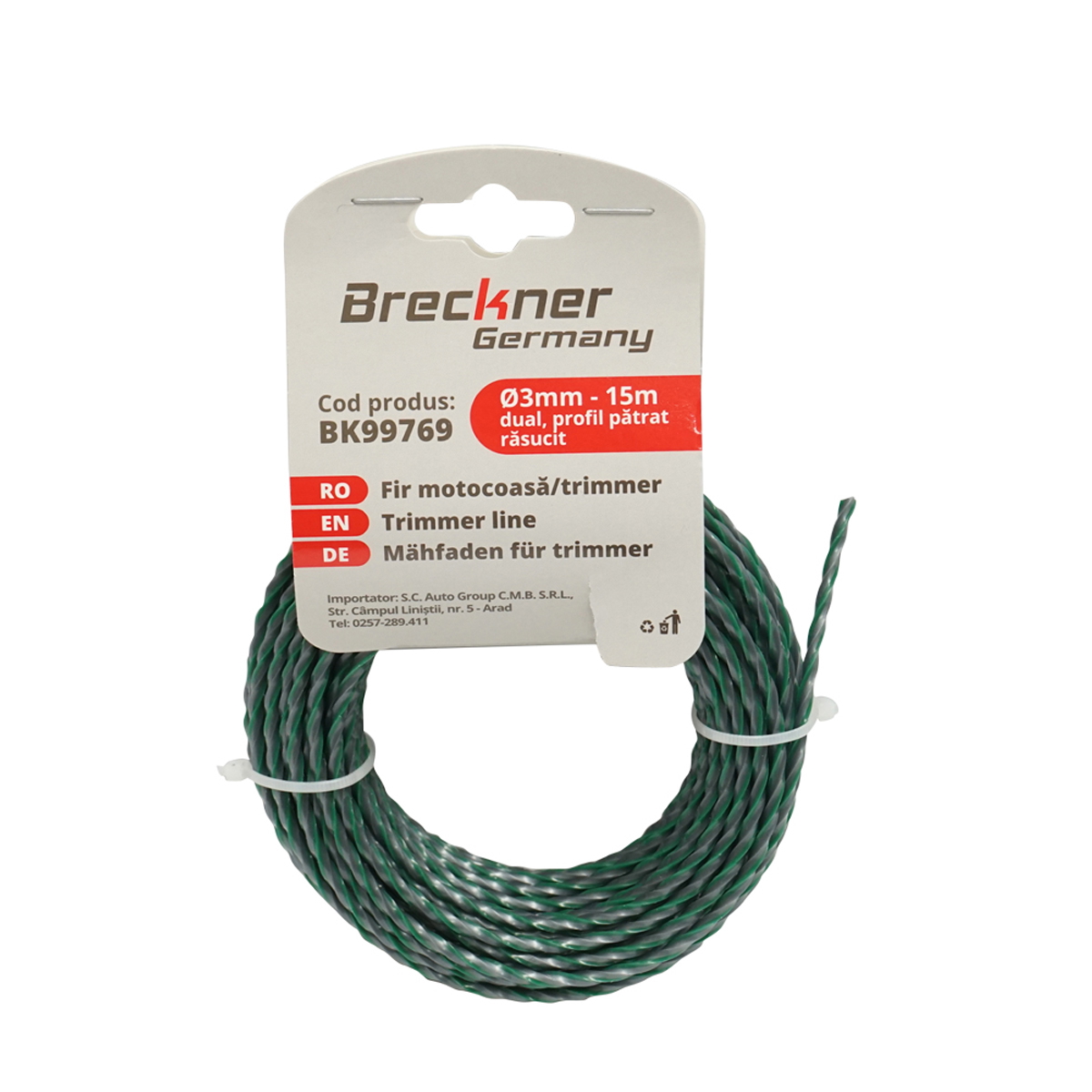 Fir patrat rasucit pentru motocoasa Breckner Germany 3 mm x 15 m