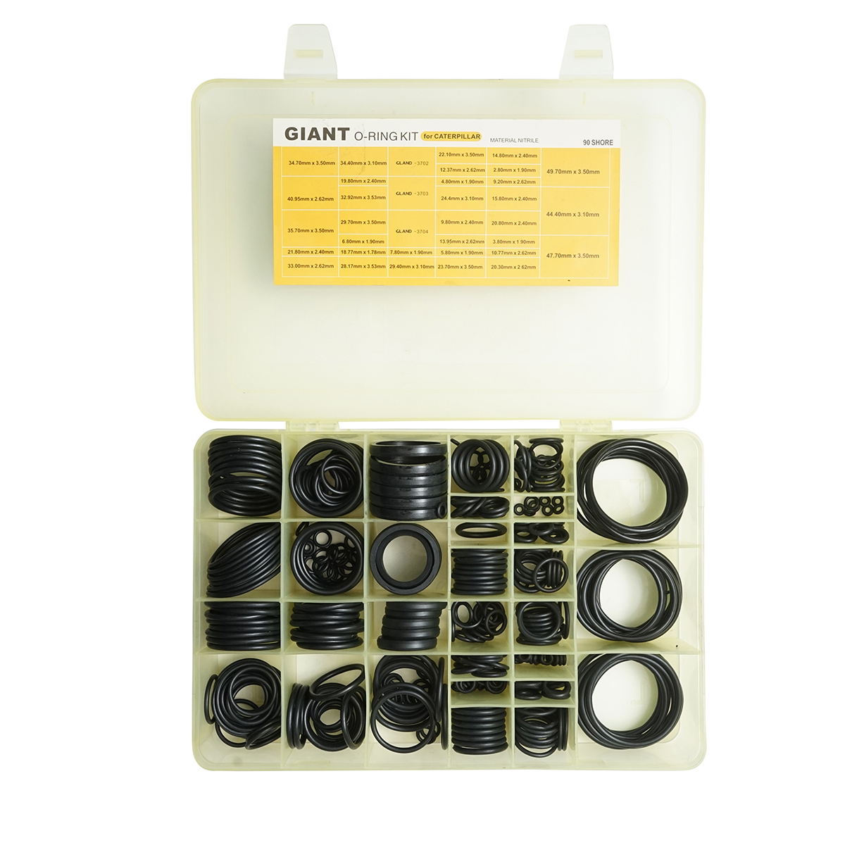 Trusa O-ring Caterpillar NBR 90 Shore, 396 piese - dimensiuni 18.77x1.78 mm, 2.80x1.90 mm, 9.80x2.40 mm, 12.37x2.62 mm, 44.40x3.10 mm, 32.92x3.53 mm