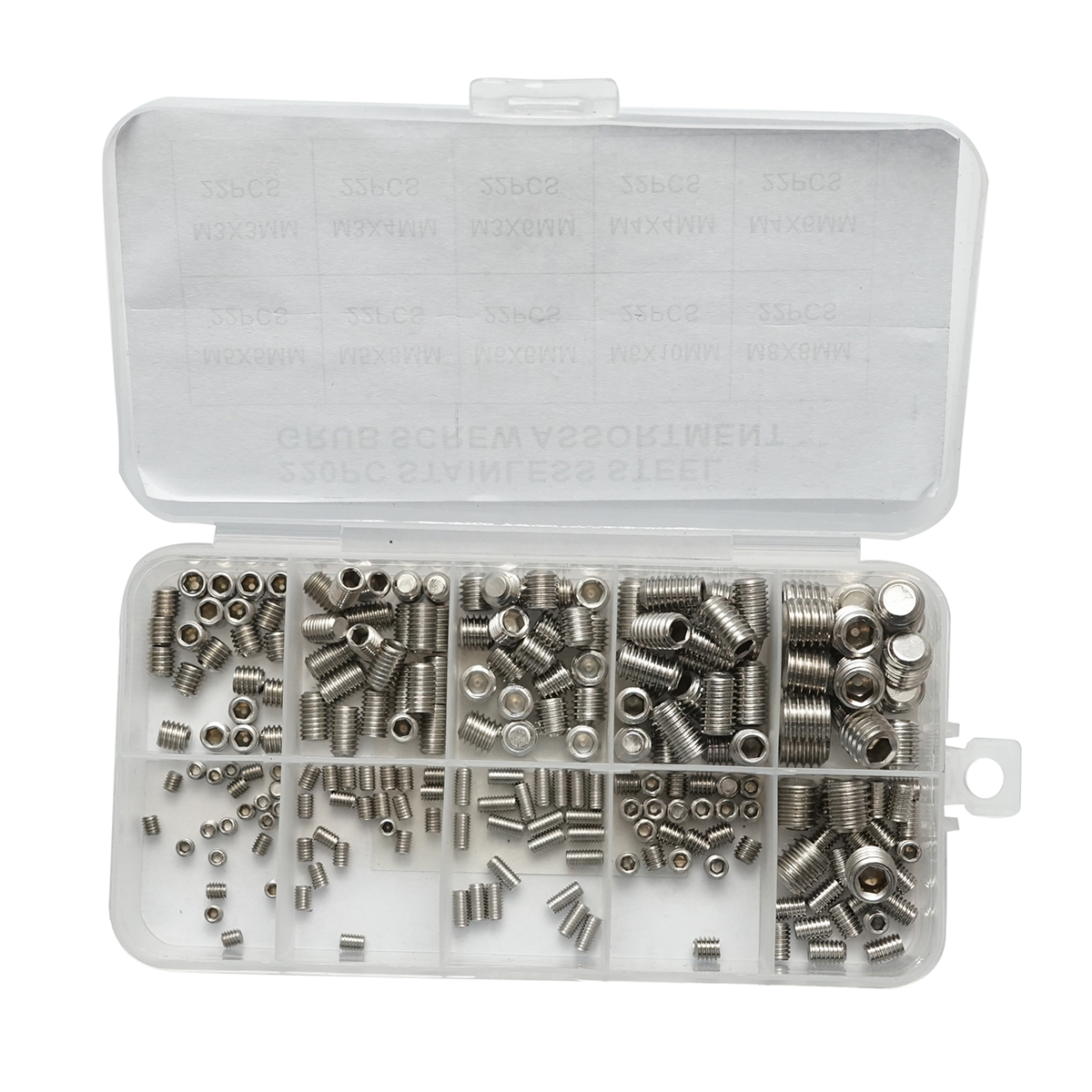 Trusa stifturi filetate fara cap cu imbus M3-M8, 220 piese