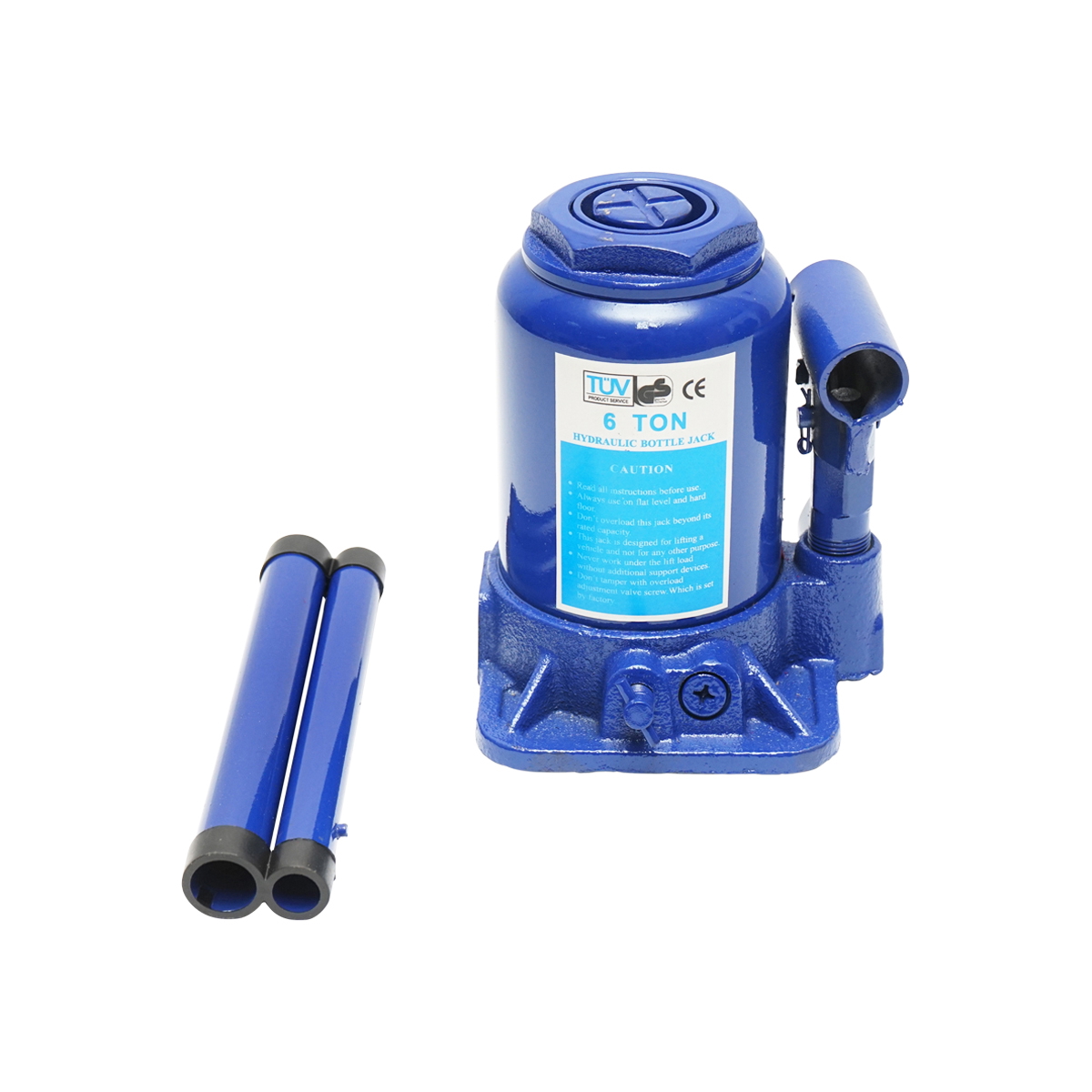 Cric hidraulic cu piston dublu 6 T, inaltime 170-417 mm, diametru 89 mm, talpa 129/120 mm, cap sustinere 30 mm, greutate 5.4 kg