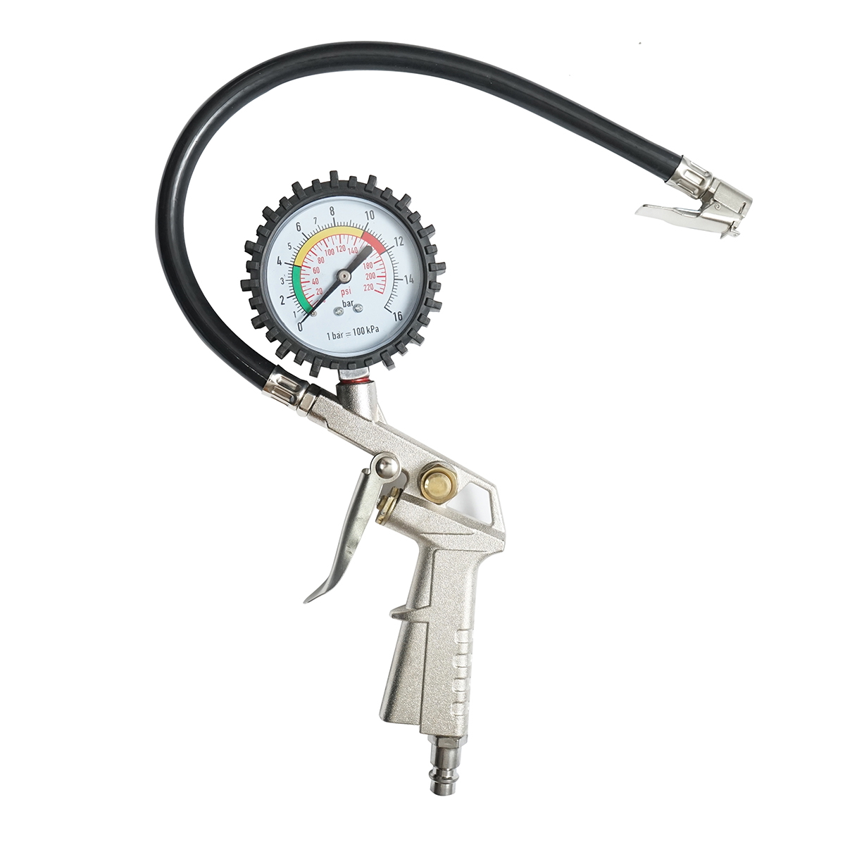 Pistol umflat roti cu furtun si manometru mecanic cu protectie de cauciuc