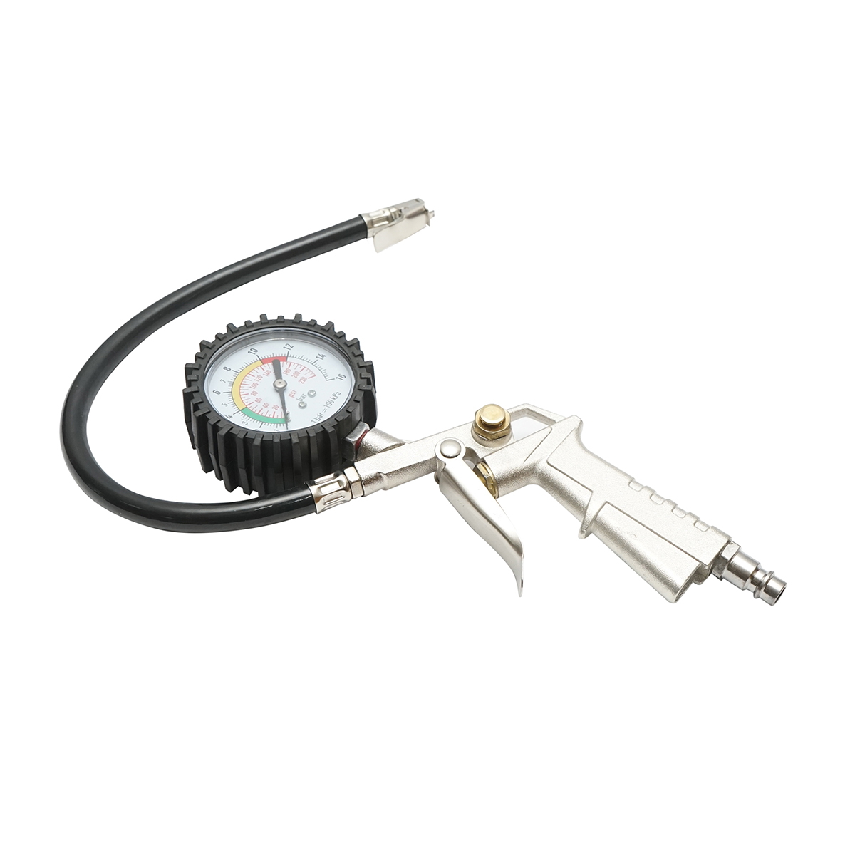 Pistol umflat roti cu furtun si manometru mecanic, protectie de cauciuc
